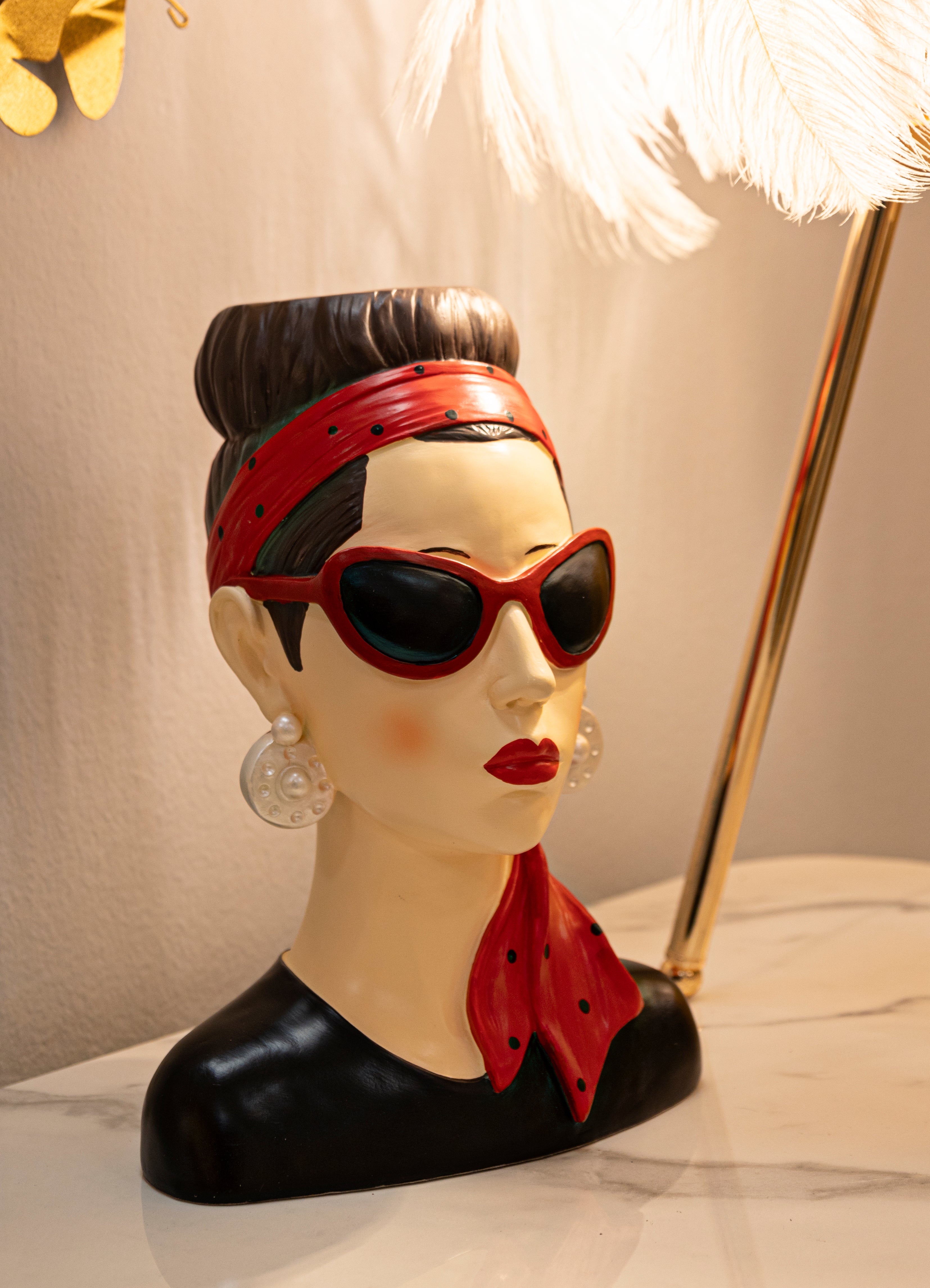 Lady Glamour Hollywood Vase Kopf Dekofigur Retro Stil