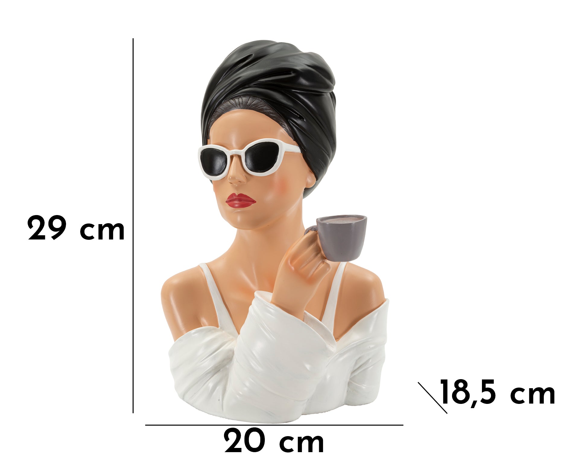 Dekofigur Lady Paris – Elegante Frauenfigur mit Tasse in Schwarz Weiß 29cm