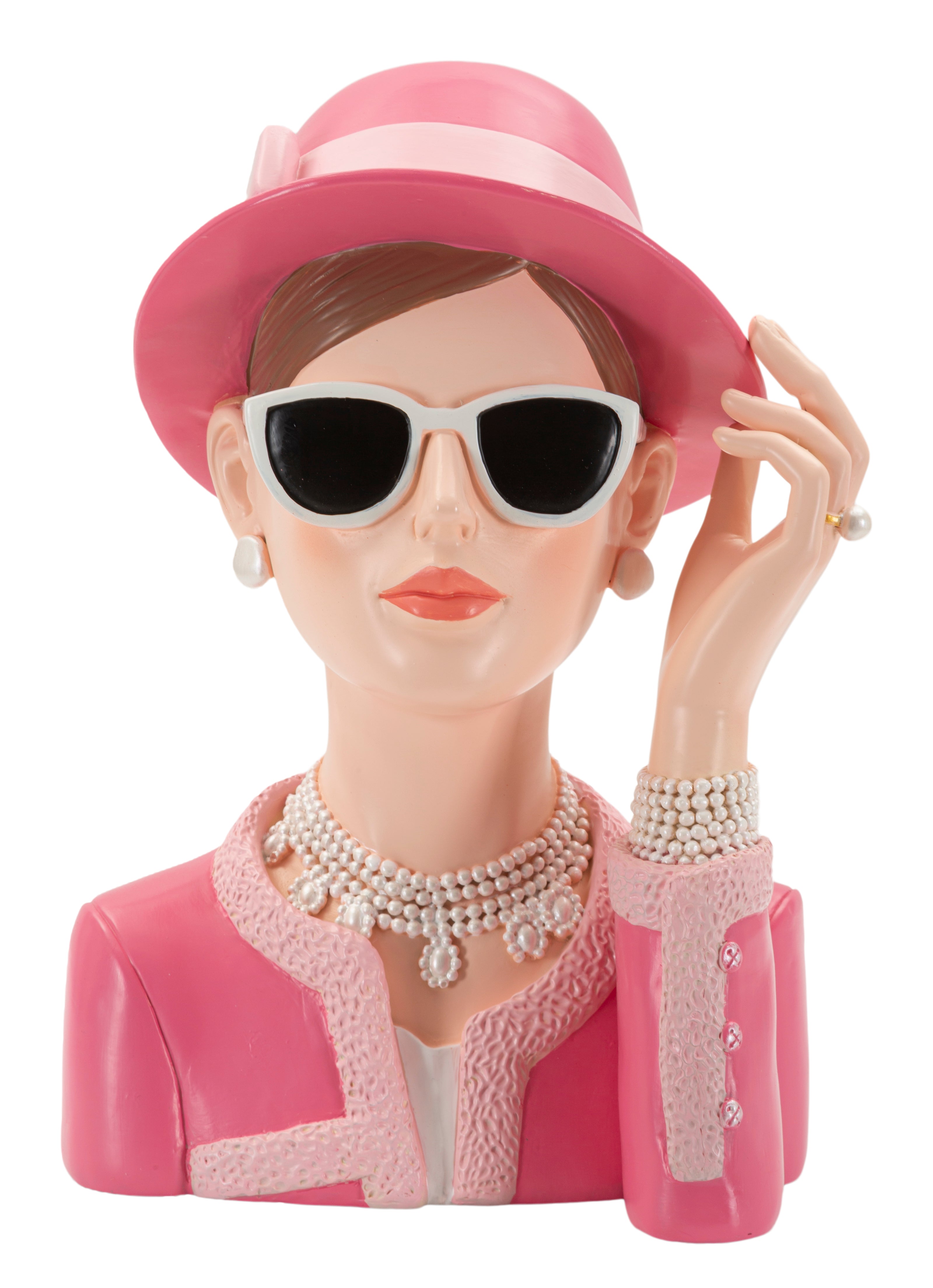 Lady Rose Dekofigur Frauenbüste Vintage Glamour Rosa Polyresin