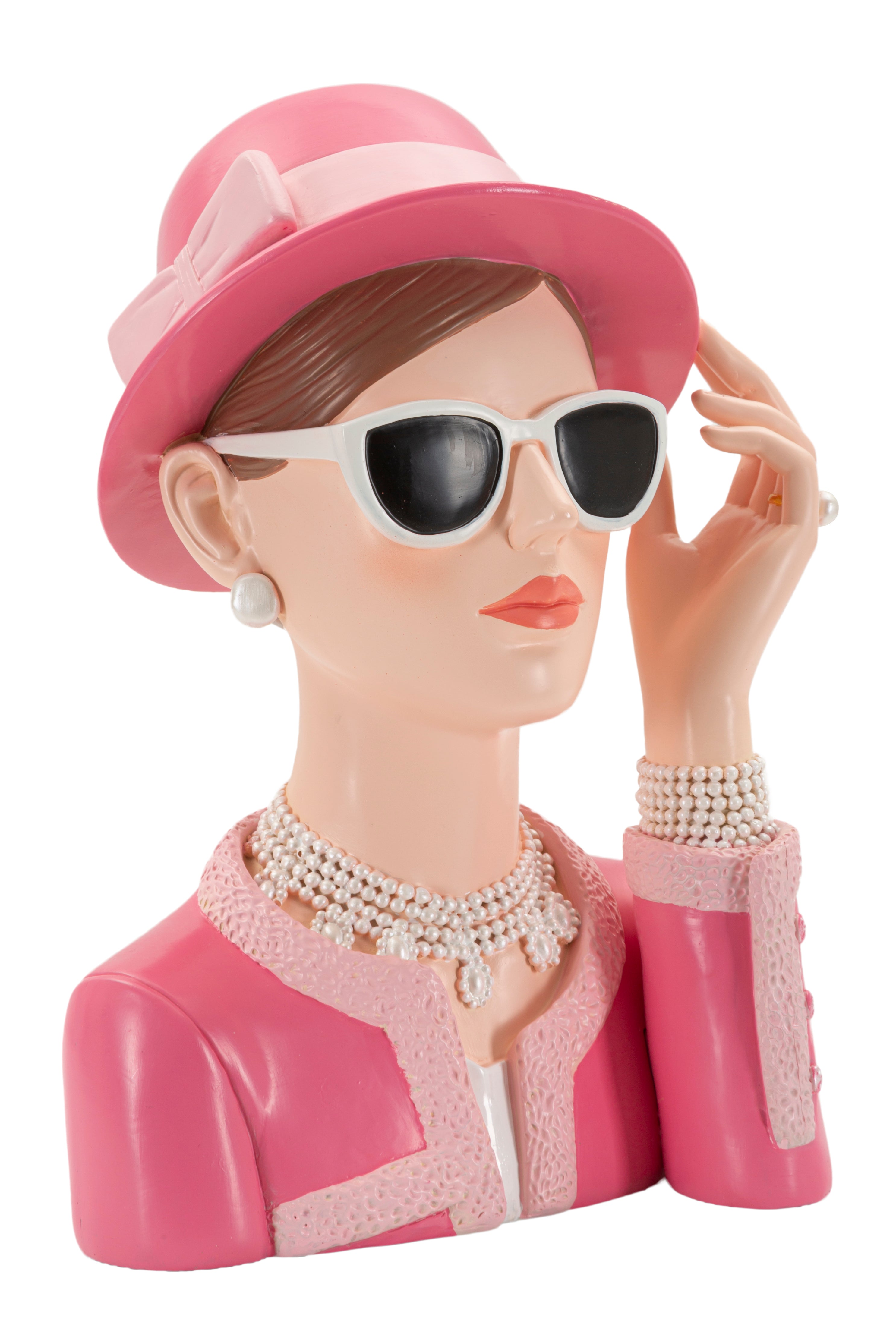 Lady Rose Dekofigur Frauenbüste Vintage Glamour Rosa Polyresin