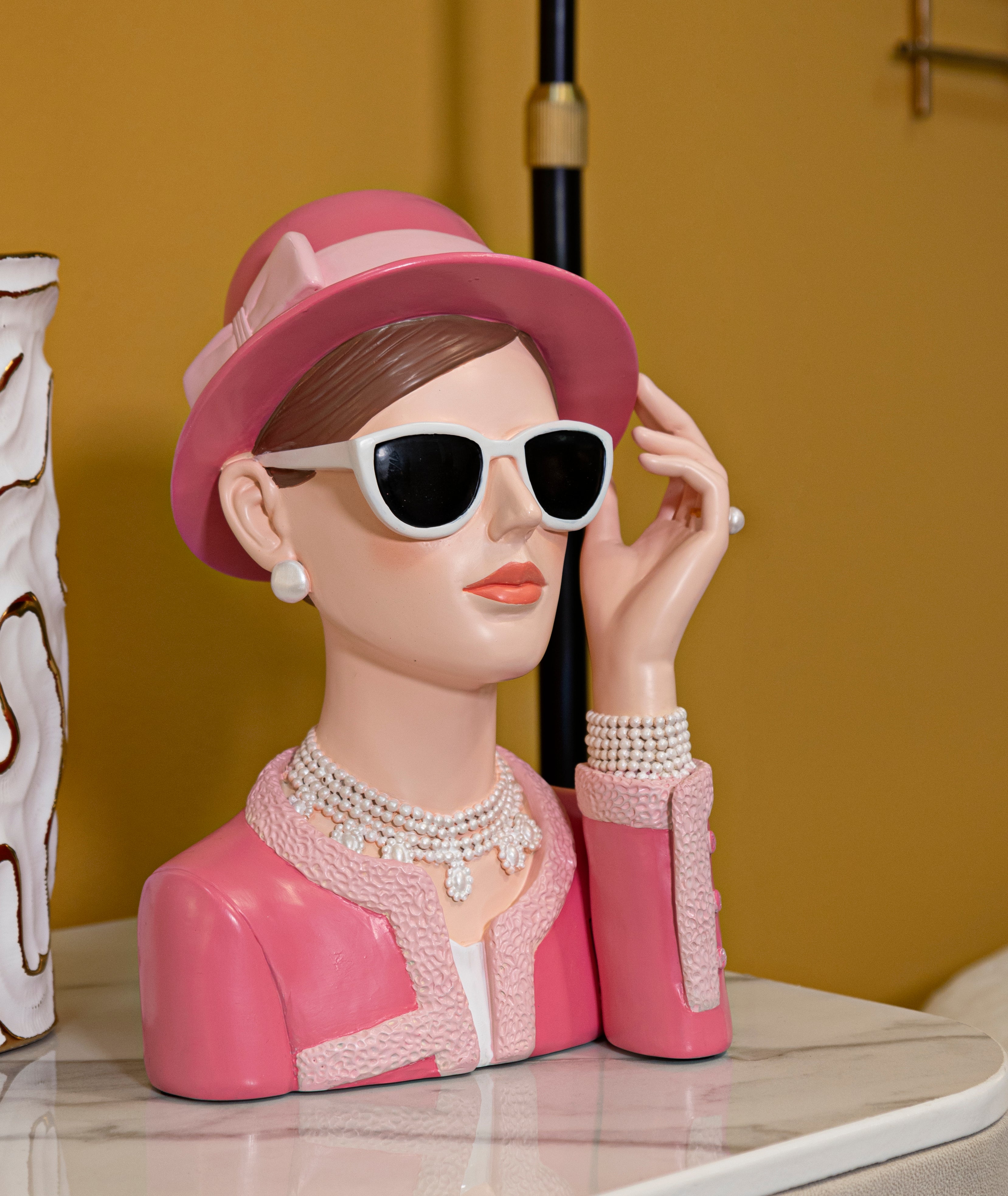 Lady Rose Dekofigur Frauenbüste Vintage Glamour Rosa Polyresin