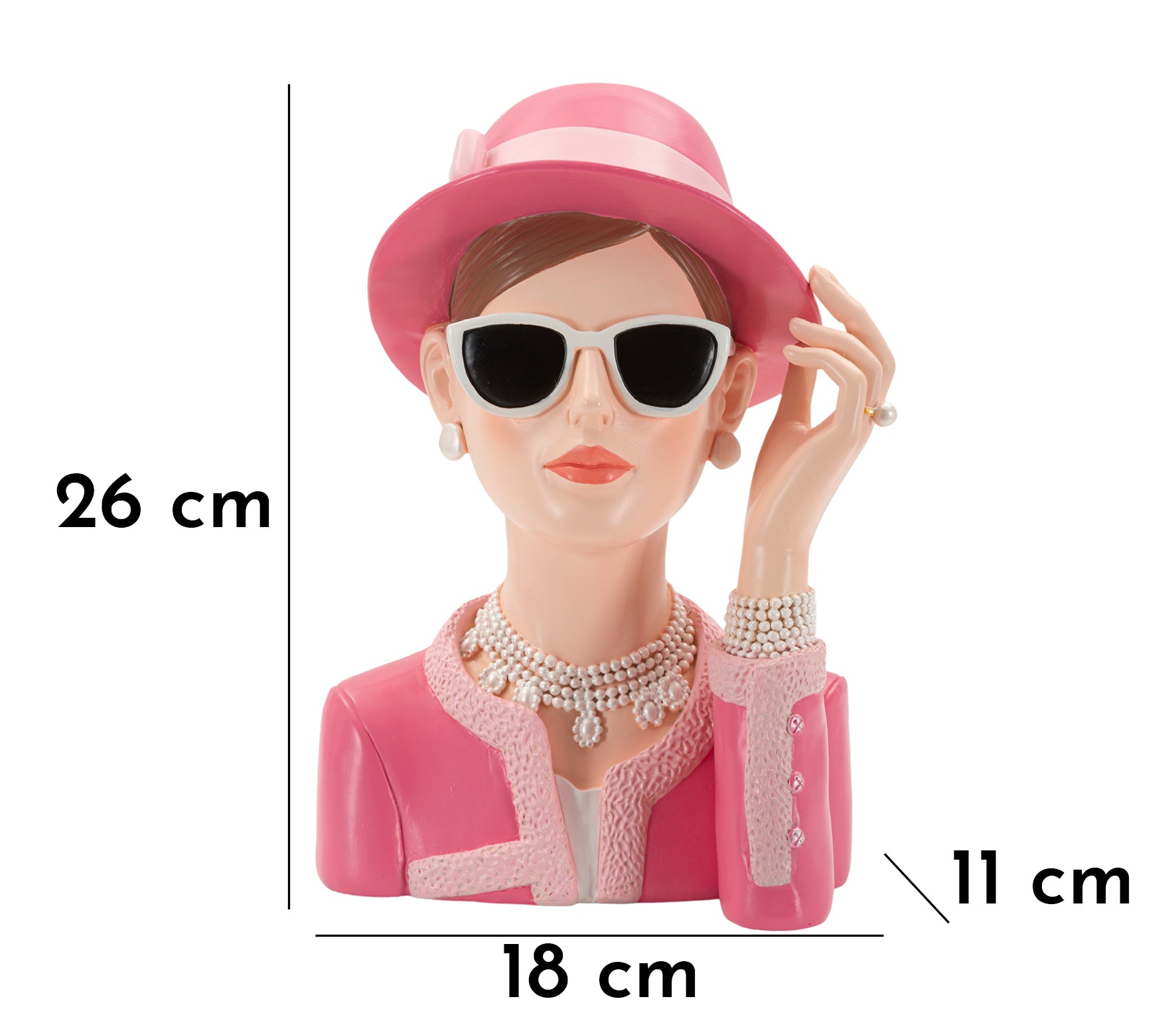 Lady Rose Dekofigur Frauenbüste Vintage Glamour Rosa Polyresin