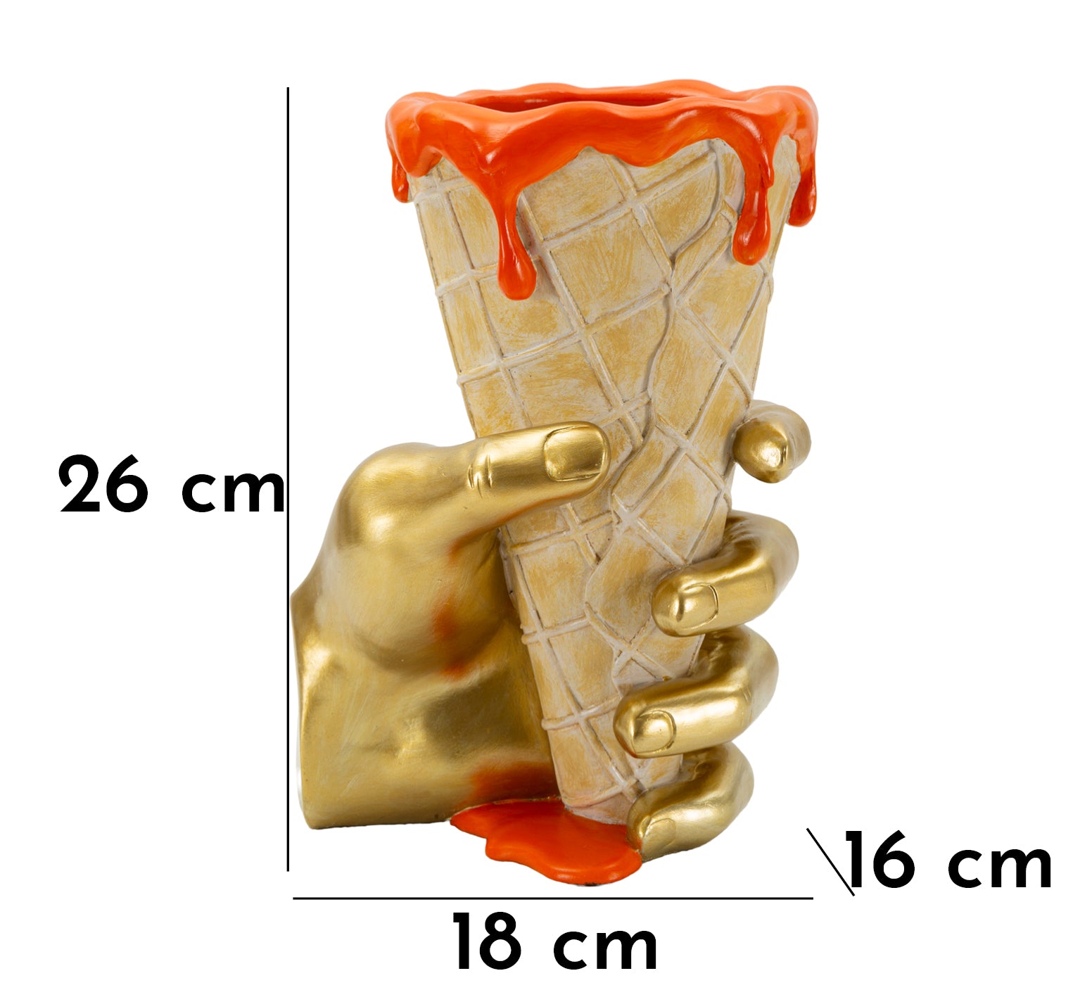 Dekoobjekt Icecream Vase Glamy Orange Gold 26cm