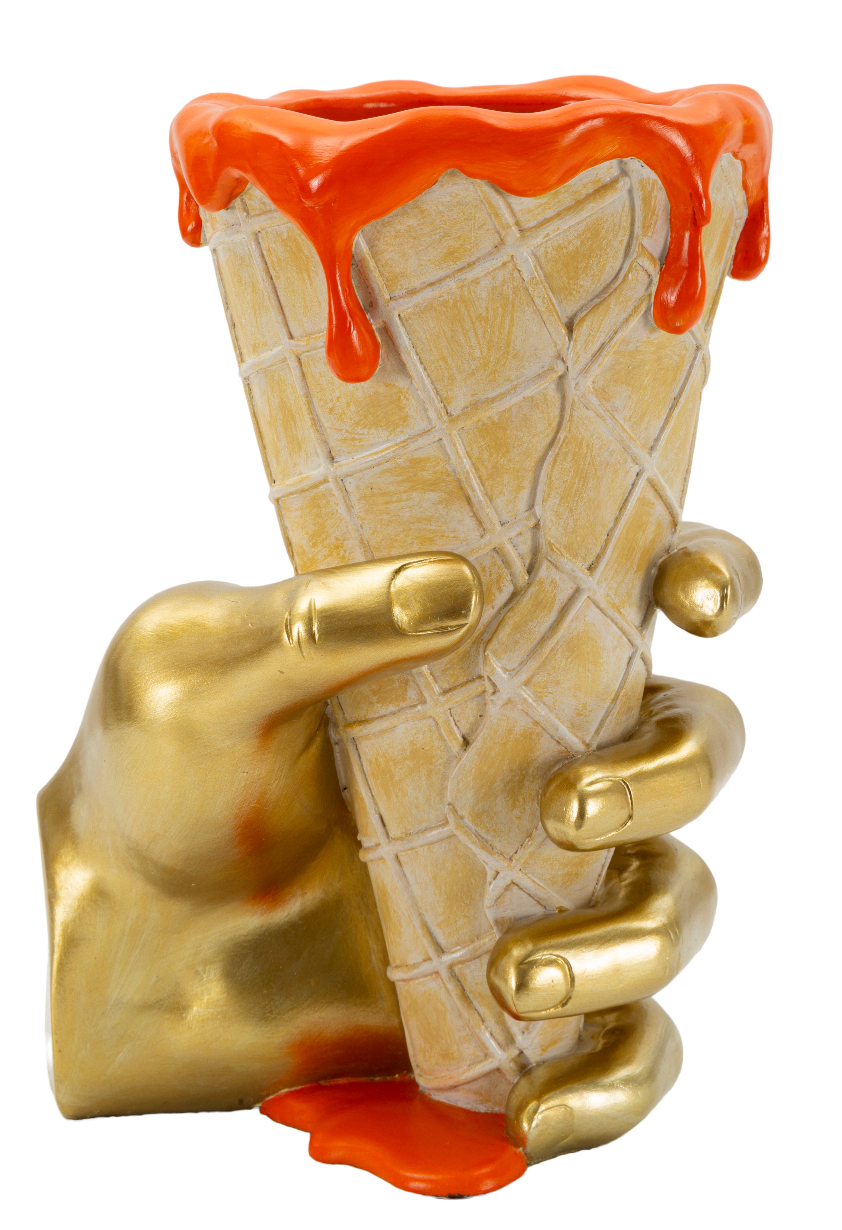 Dekoobjekt Icecream Vase Glamy Orange Gold 26cm