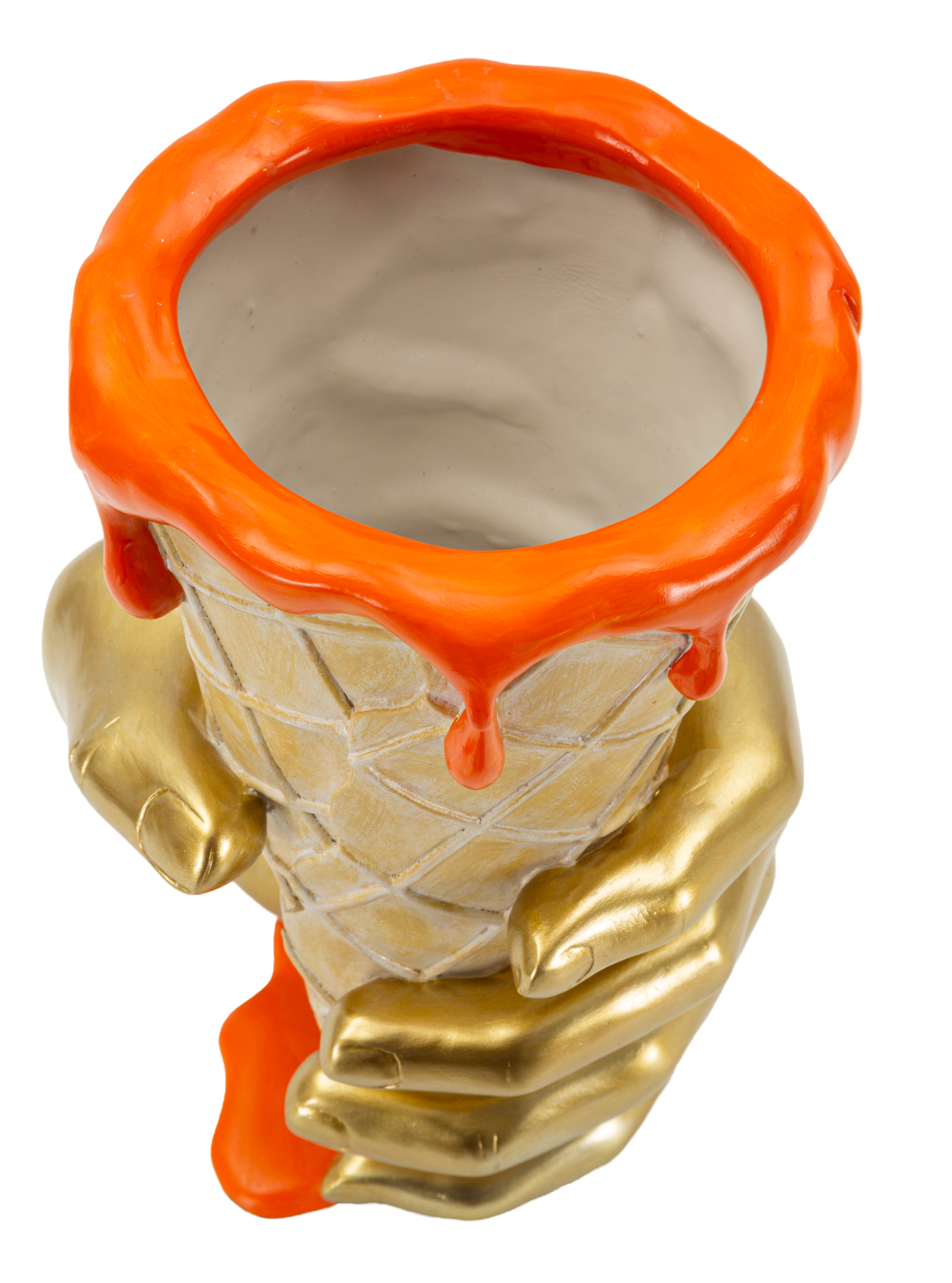 Dekoobjekt Icecream Vase Glamy Orange Gold 26cm
