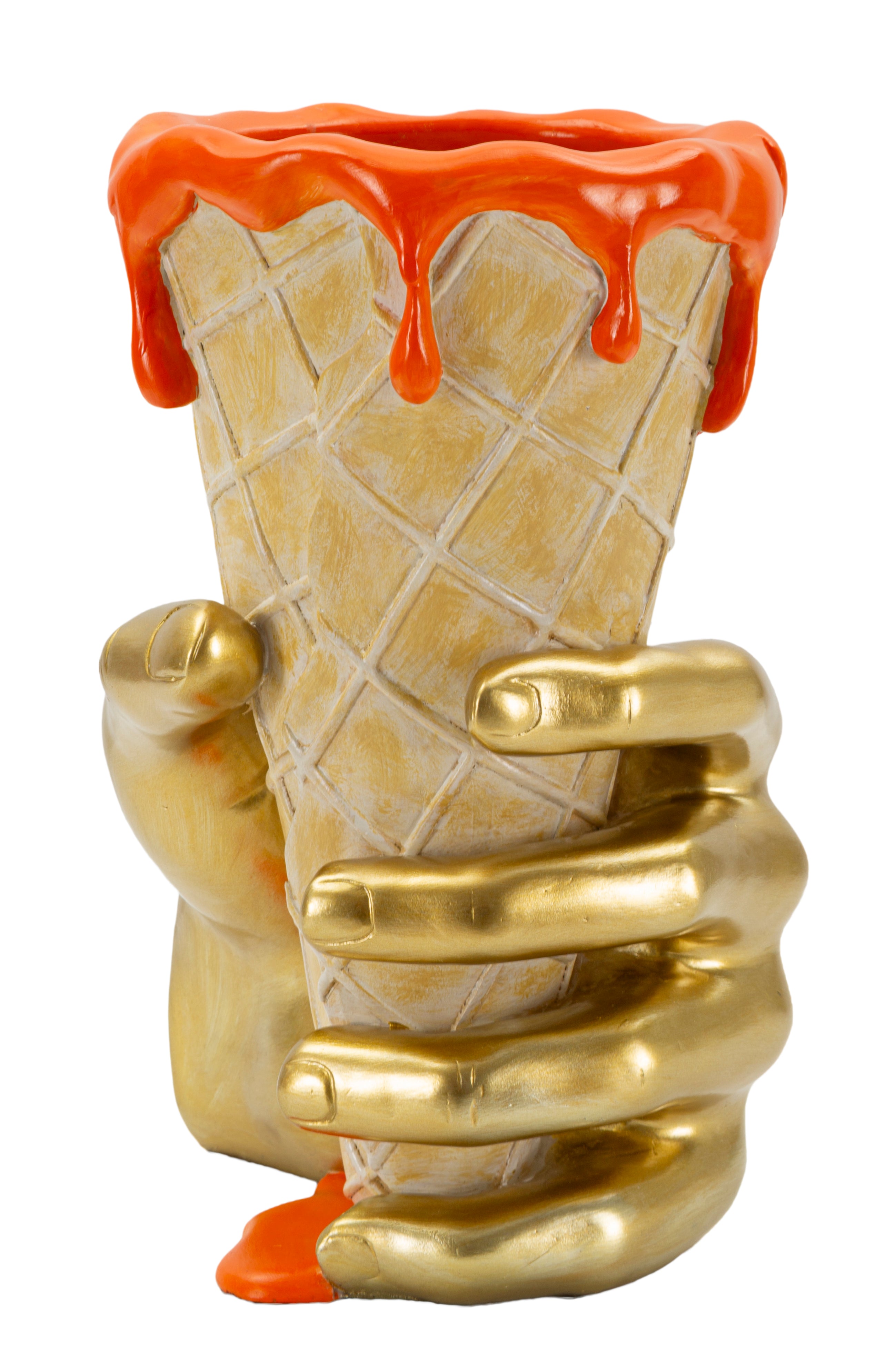 Dekoobjekt Icecream Vase Glamy Orange Gold 26cm