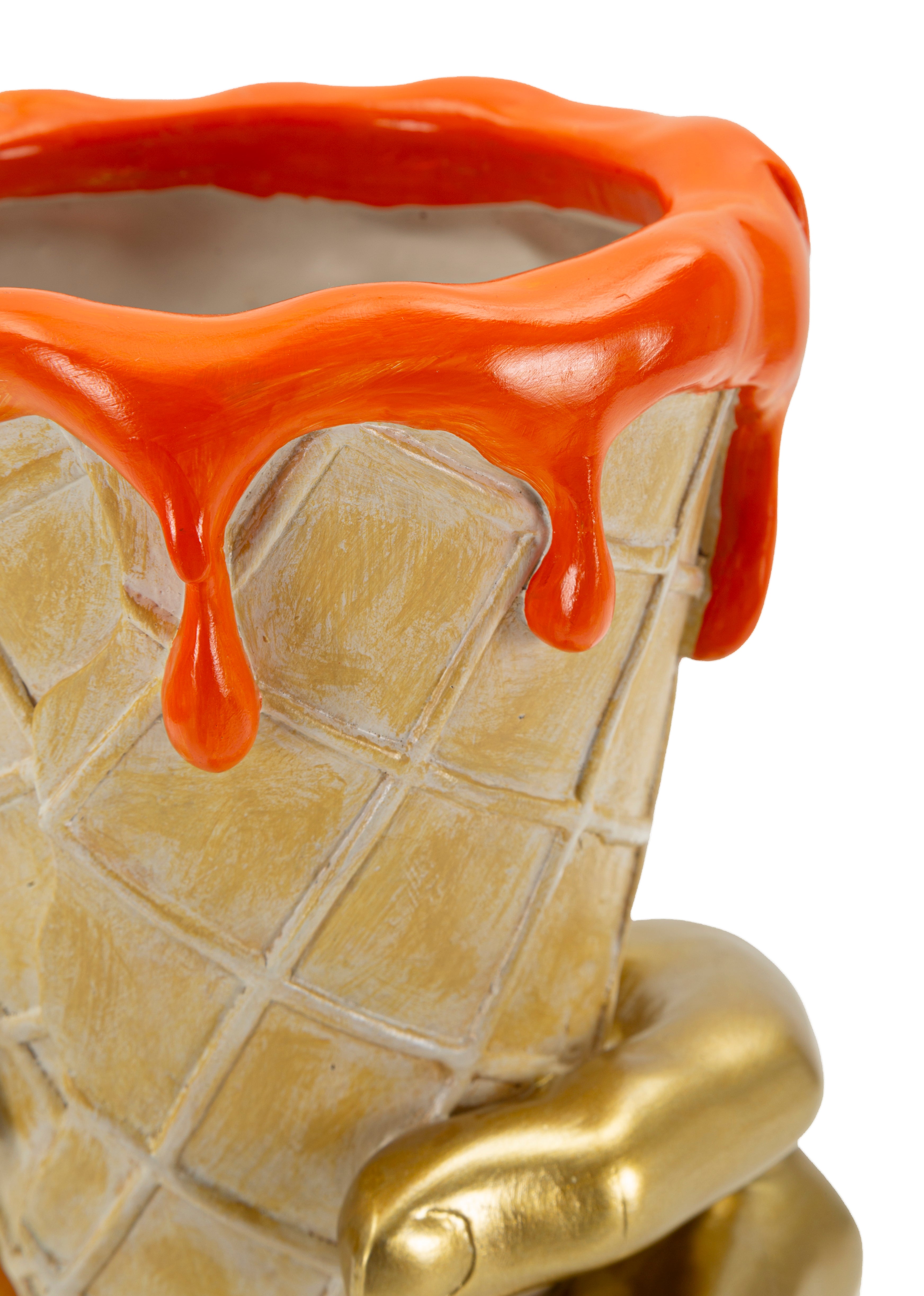 Dekoobjekt Icecream Vase Glamy Orange Gold 26cm
