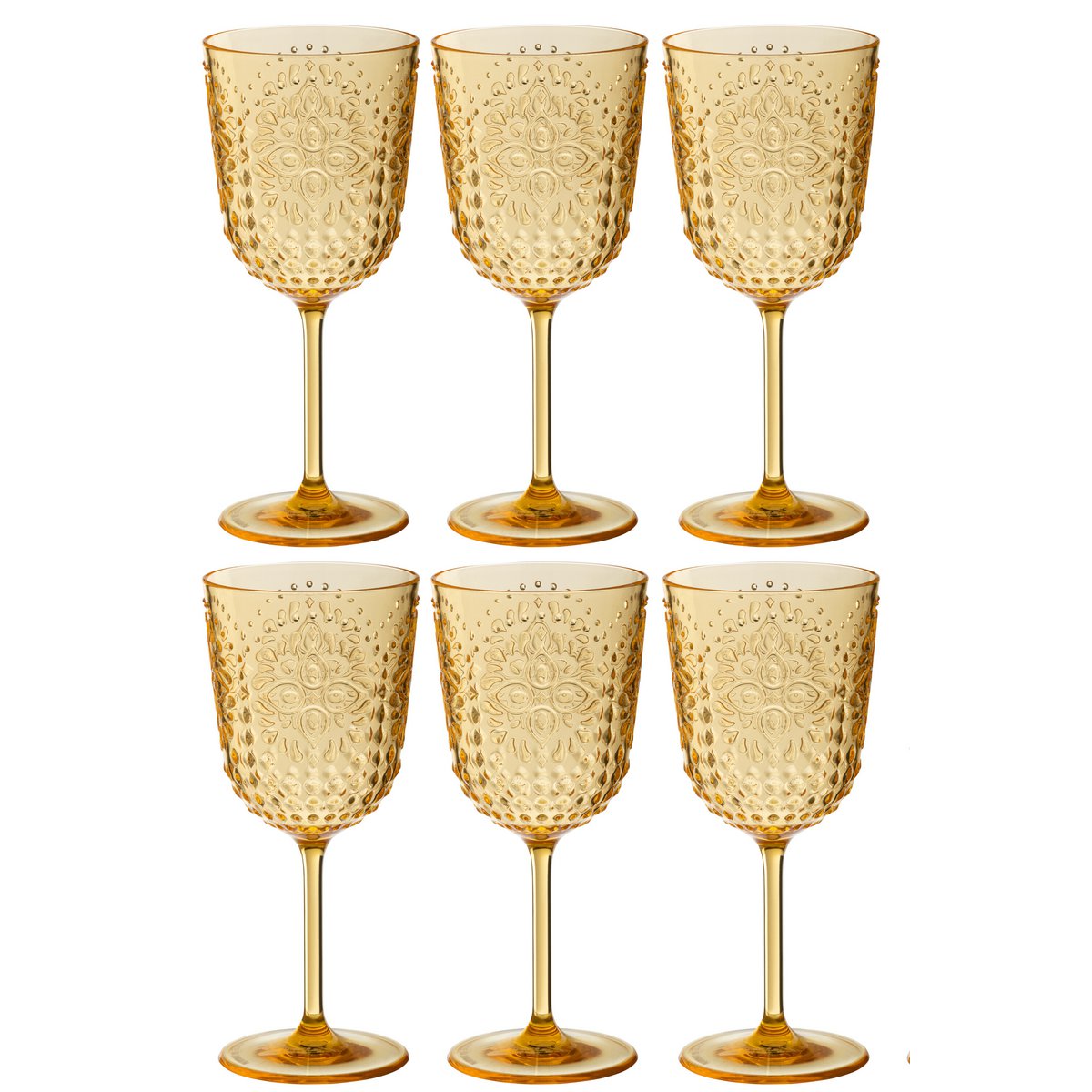 Weinglas Set Aurora Gelb 6 Stück Kunststoff Vintage Look 414ml