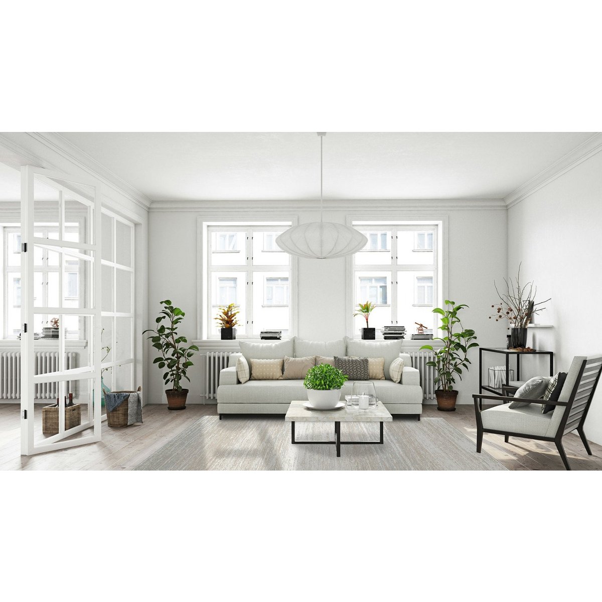 Hute Jute und recyceltes Polyester -Innenteppich natürlicher Stil verschwommen