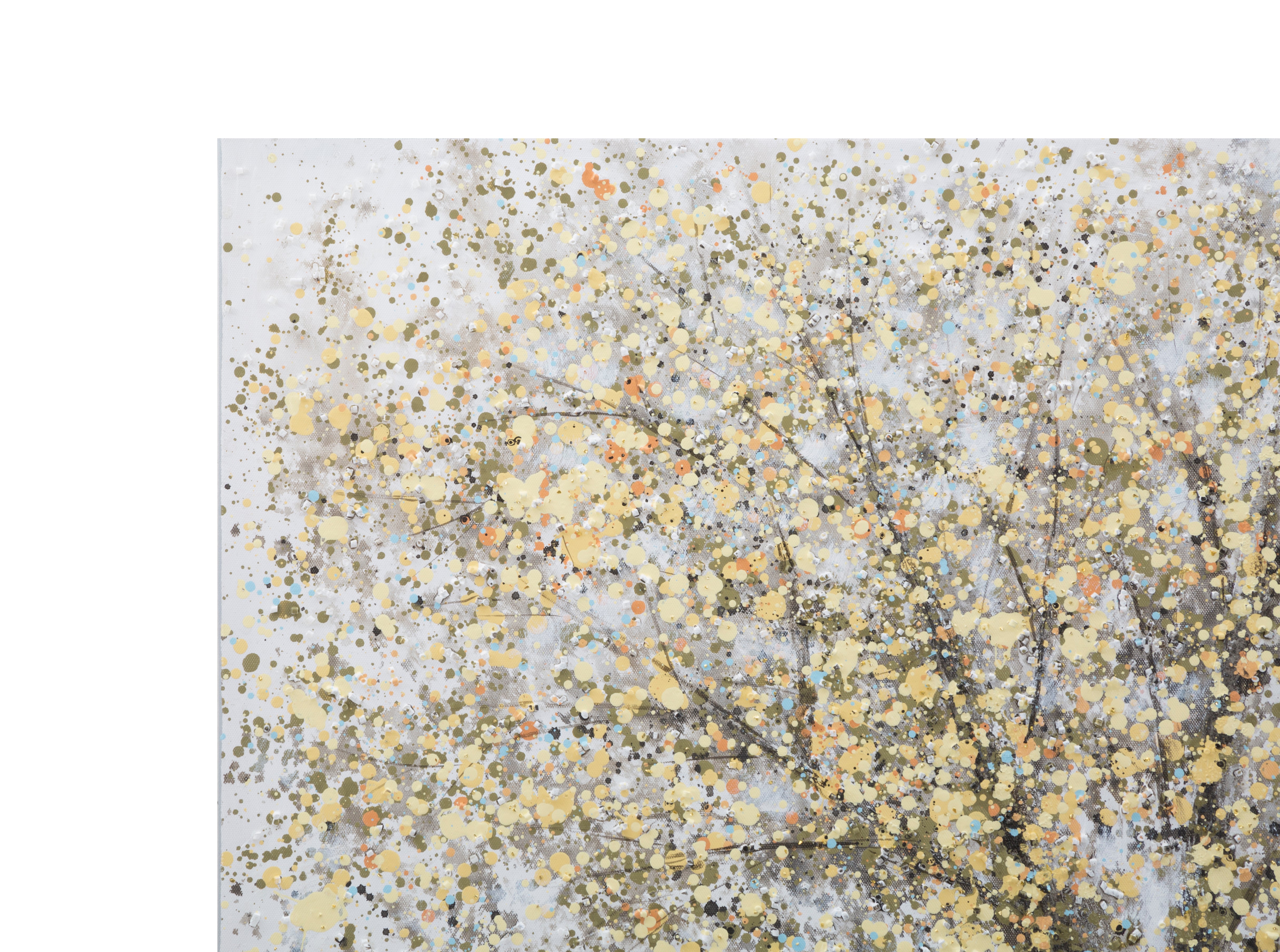 Golden Silence Wandbild Baum Grau Gold 80x120 cm Leinwandbild Modern