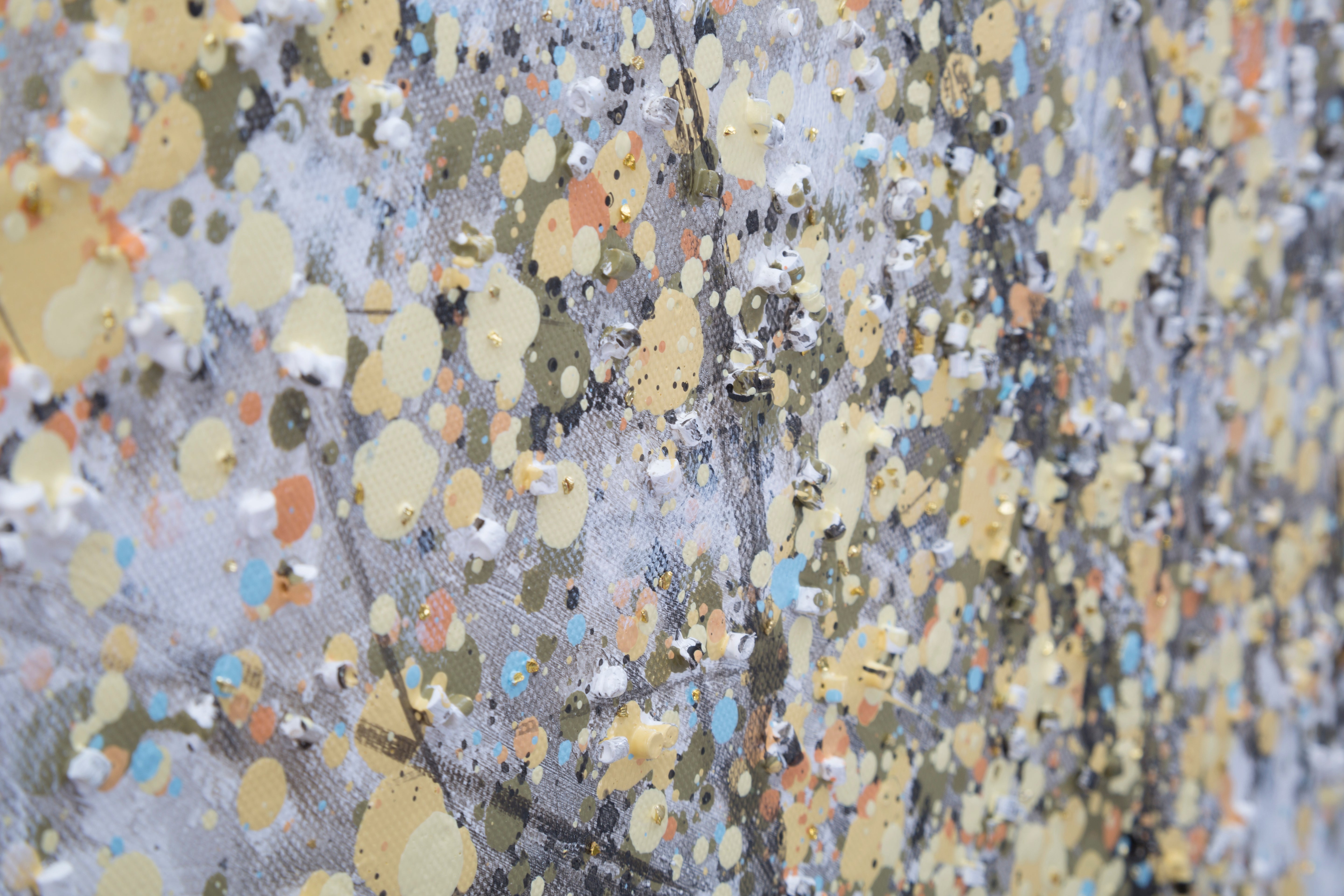 Golden Silence Wandbild Baum Grau Gold 80x120 cm Leinwandbild Modern