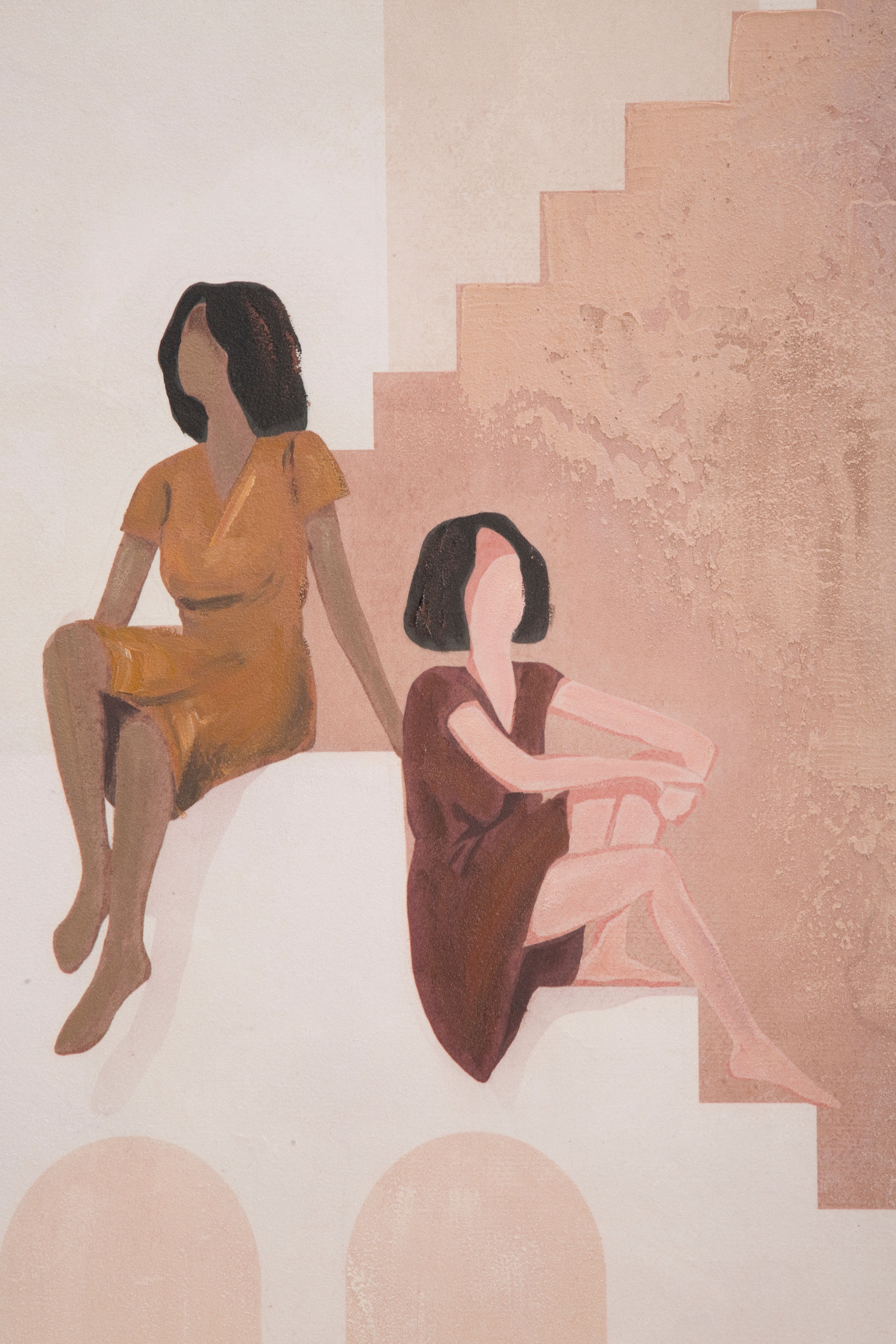 Solena Treppenmoment Wandbild Frauen auf Treppe Mediterranean Stil 80x100 cm