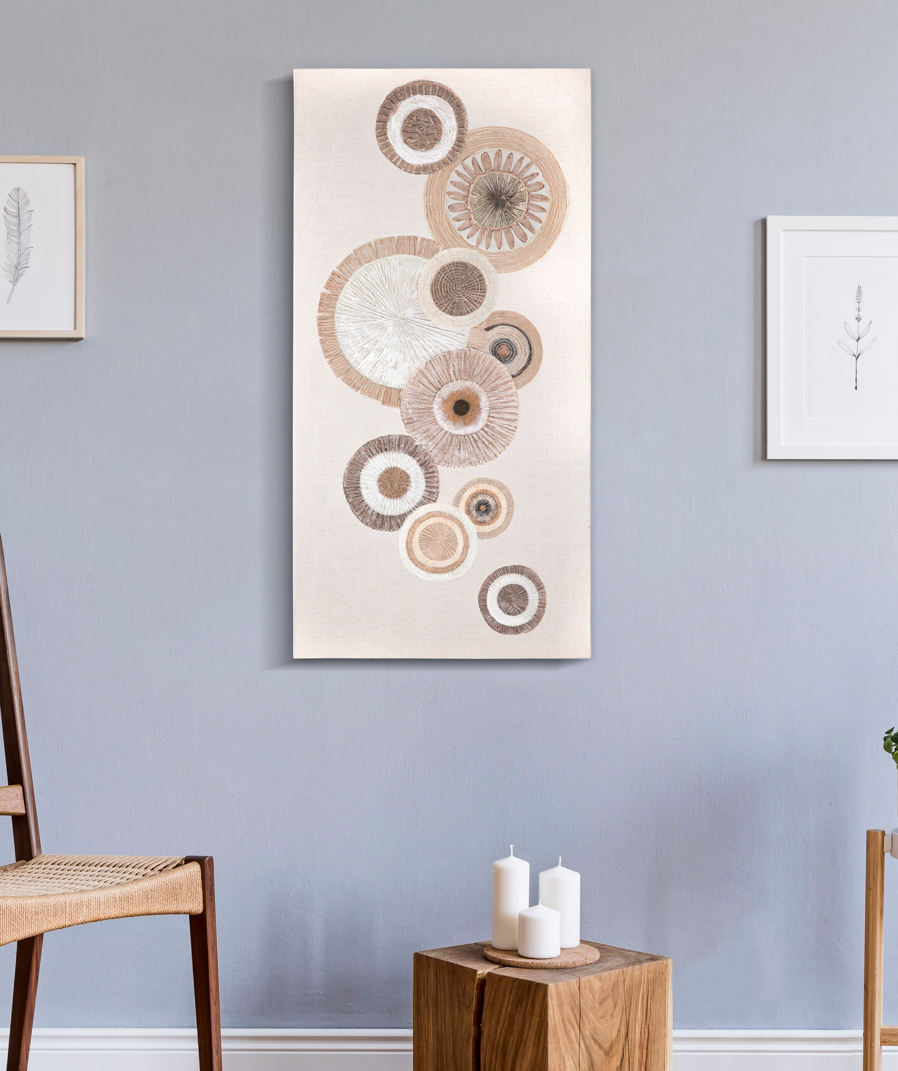 Wandbild Circly Naturtöne Boho Chic 50x100cm Leinwand Kunst