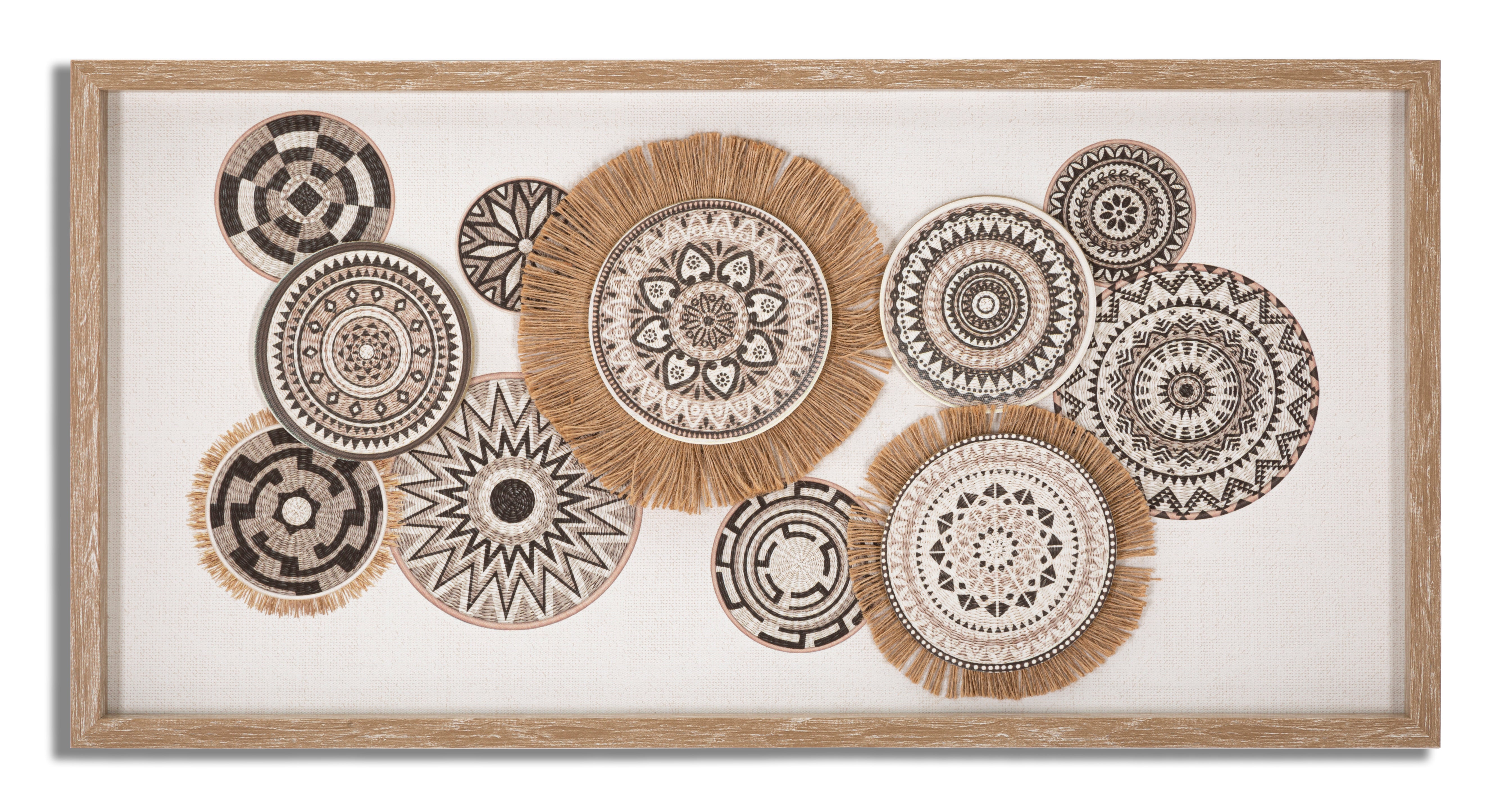 Wandobjekt Marcy Boho Mandala Natur Bast Design 70x35cm