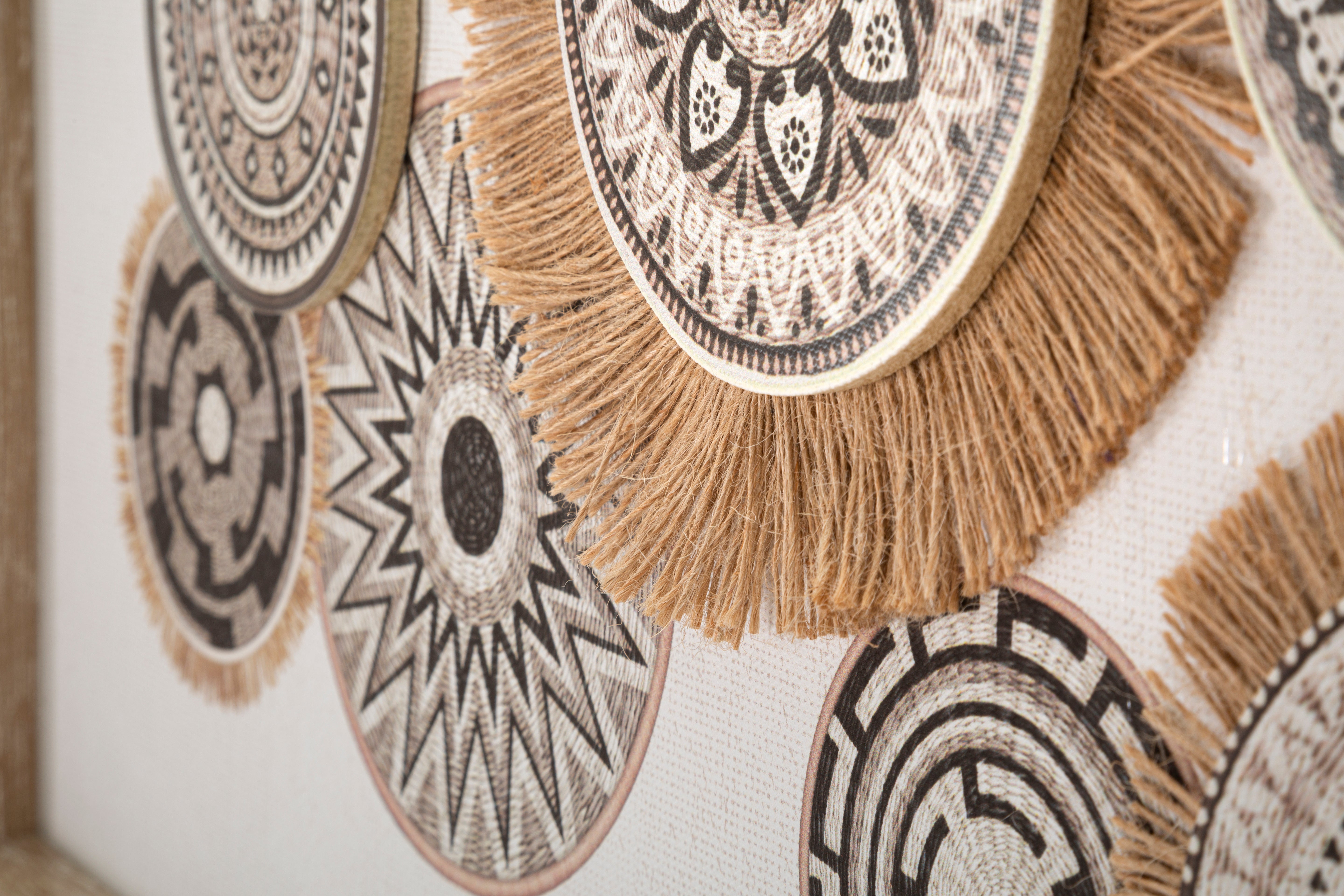 Wandobjekt Marcy Boho Mandala Natur Bast Design 70x35cm