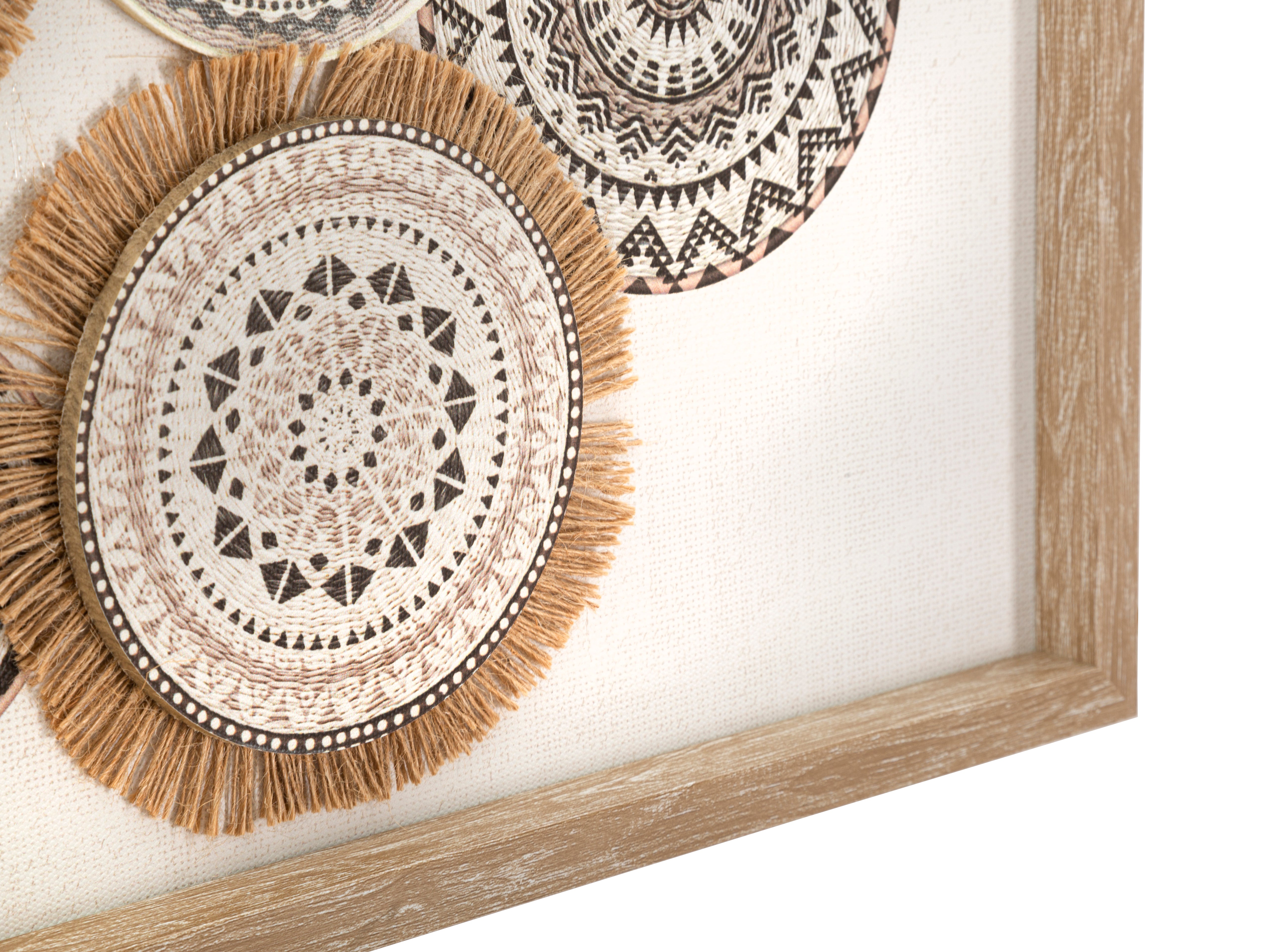 Wandobjekt Marcy Boho Mandala Natur Bast Design 70x35cm