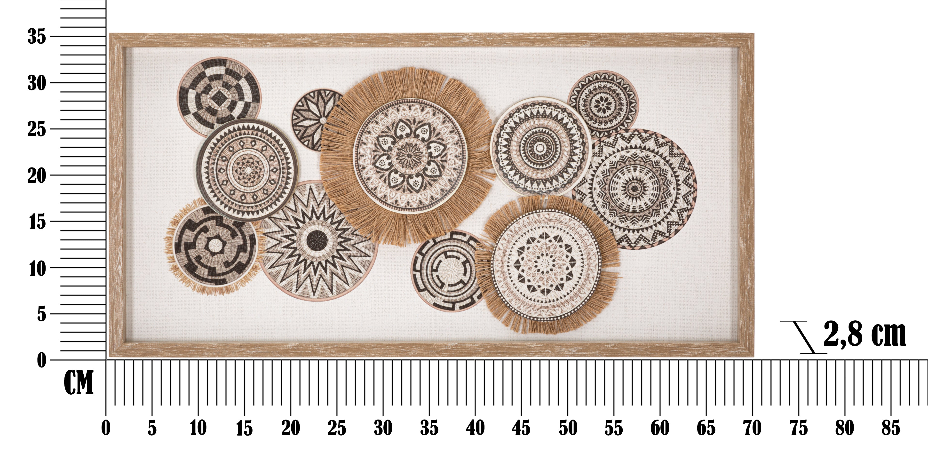Wandobjekt Marcy Boho Mandala Natur Bast Design 70x35cm