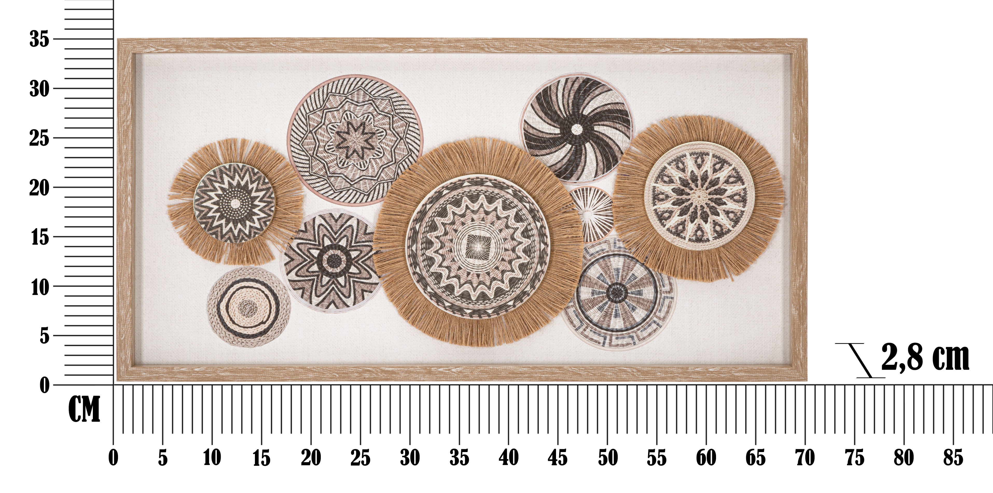 Wandobjekt Nara Mandala Boho Natur Bast Relief 70x35cm