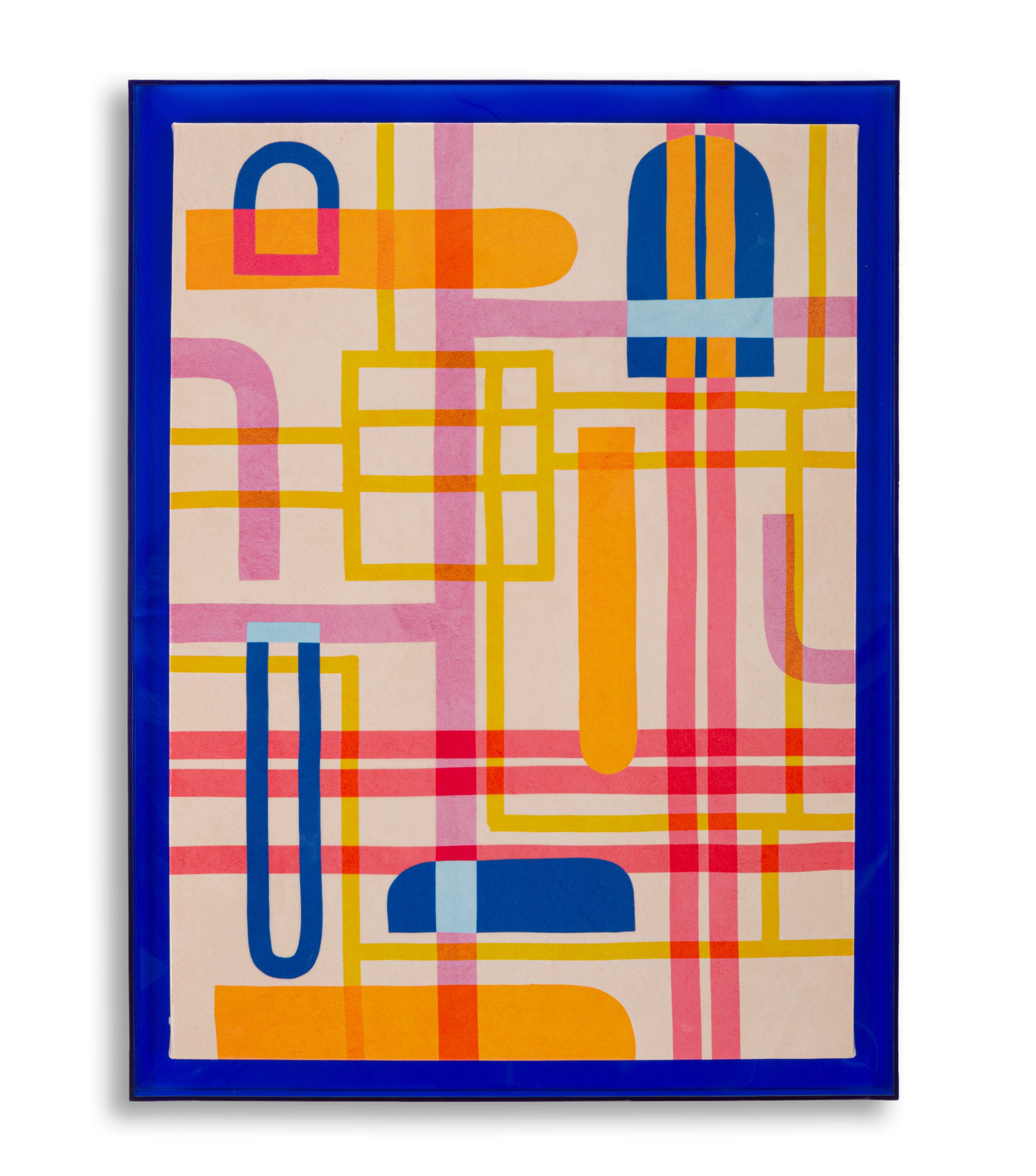 Wandbild Electric Grid Laccato Modis Blau Acrylrahmen 60x80cm