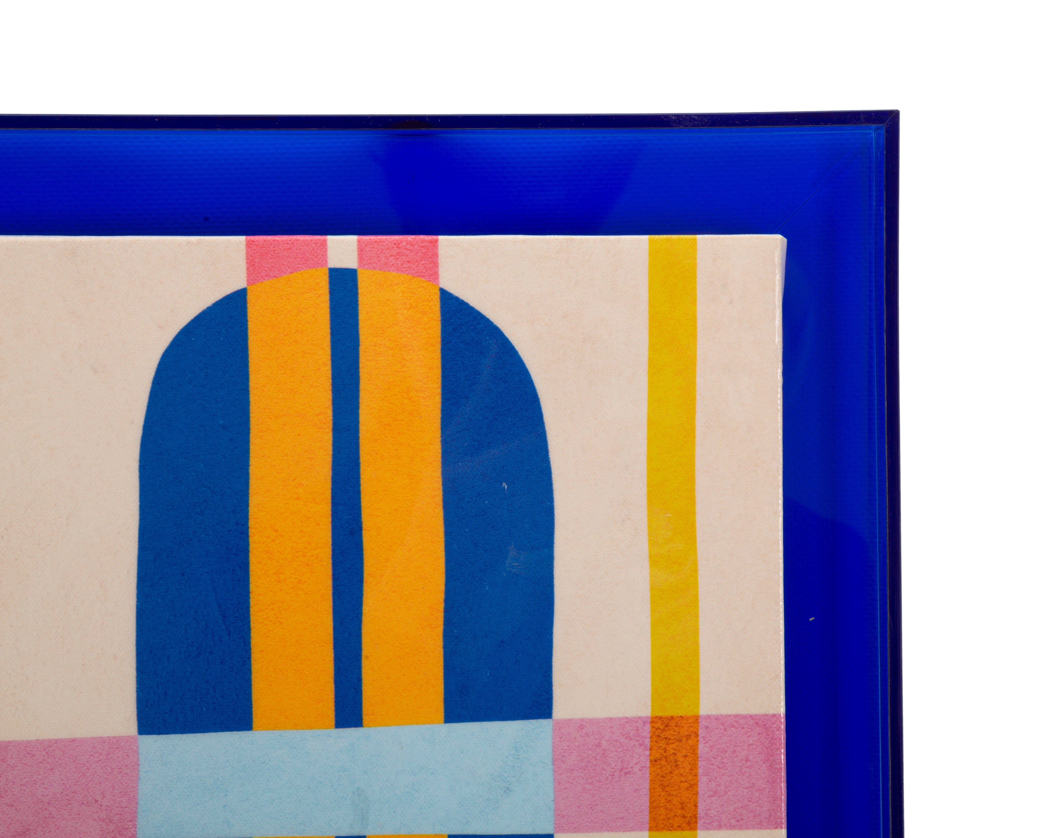 Wandbild Electric Grid Laccato Modis Blau Acrylrahmen 60x80cm