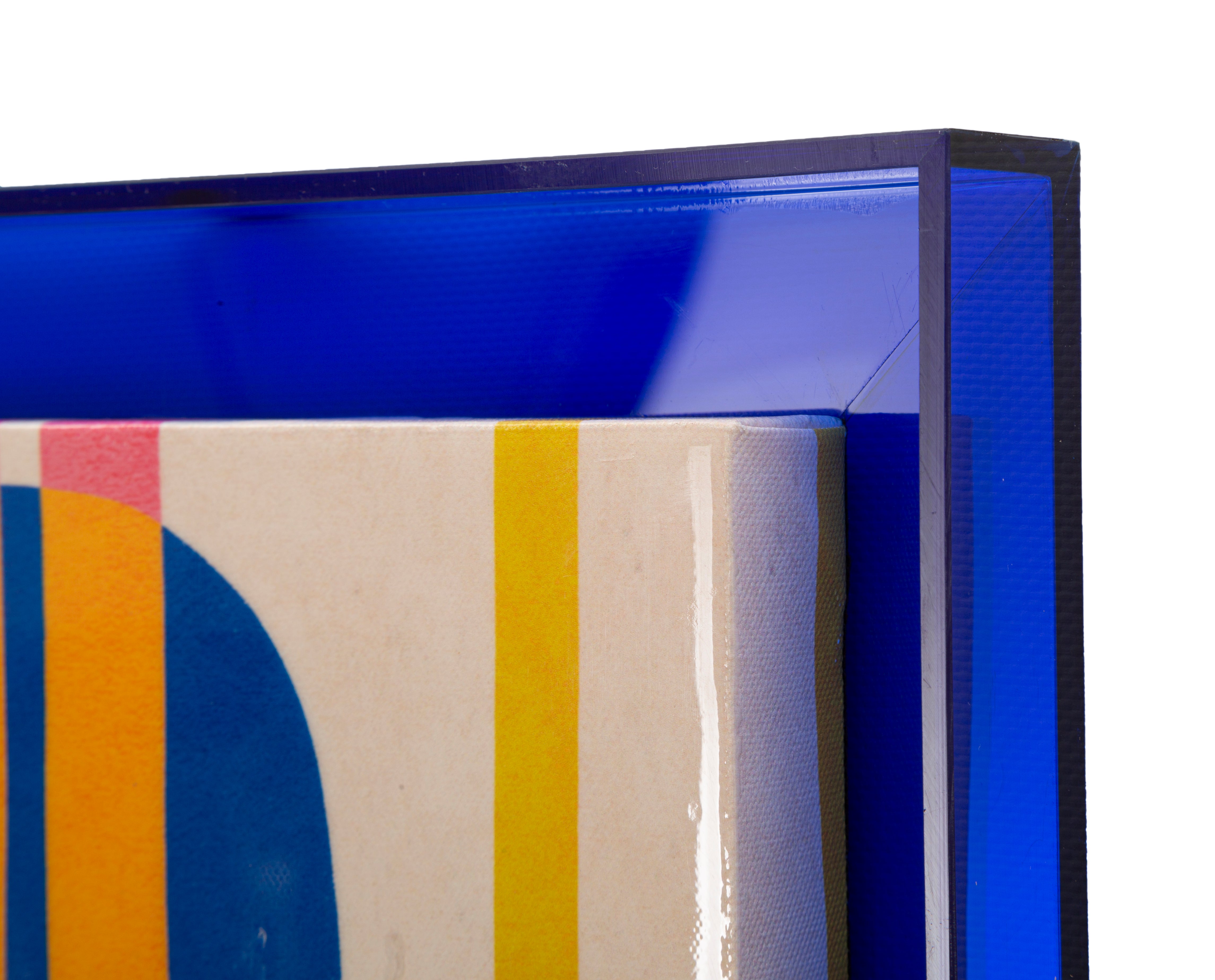 Wandbild Electric Grid Laccato Modis Blau Acrylrahmen 60x80cm