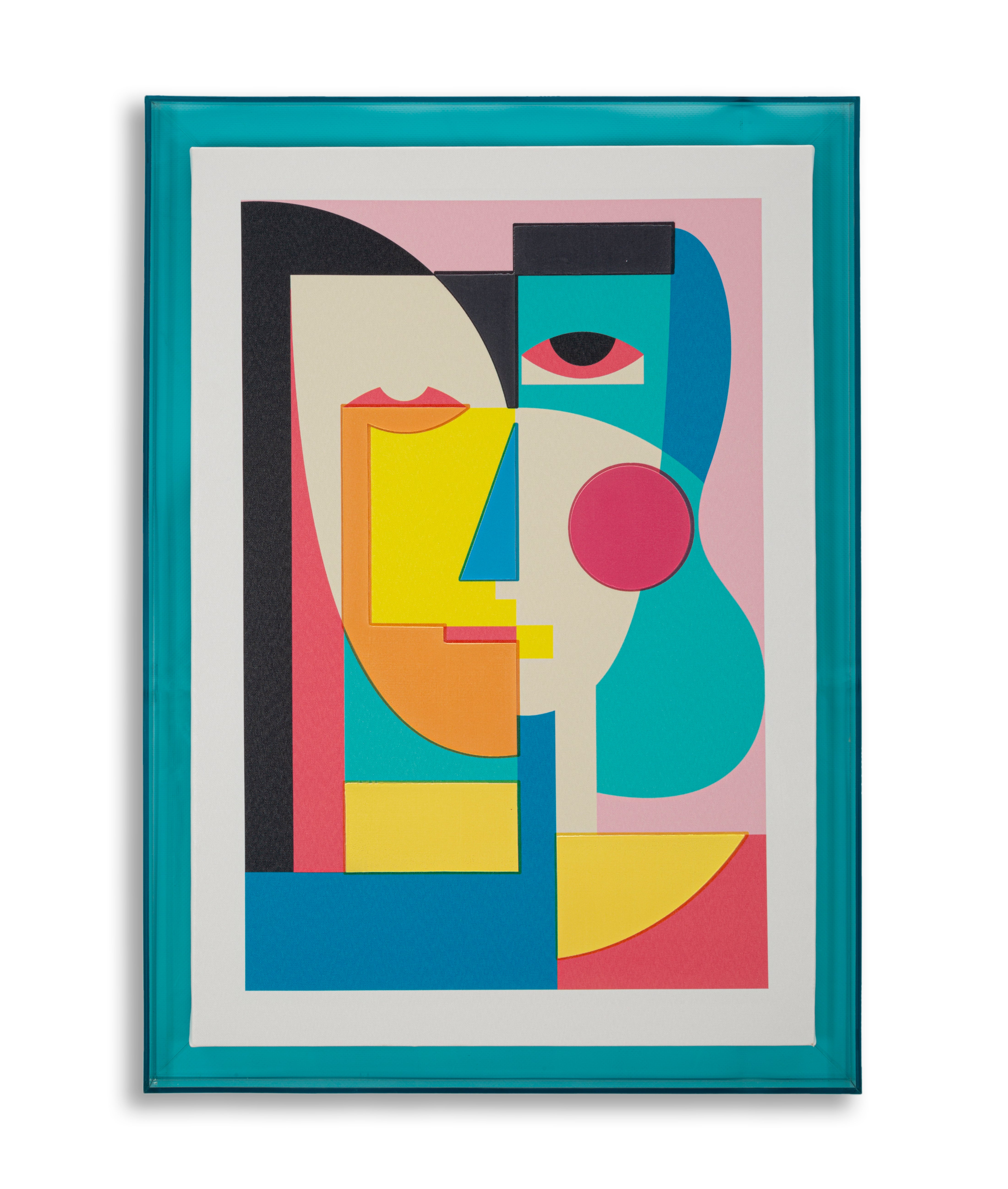 Wandbild Faceform 50x70 Modern Abstrakt mit Türkisrahmen