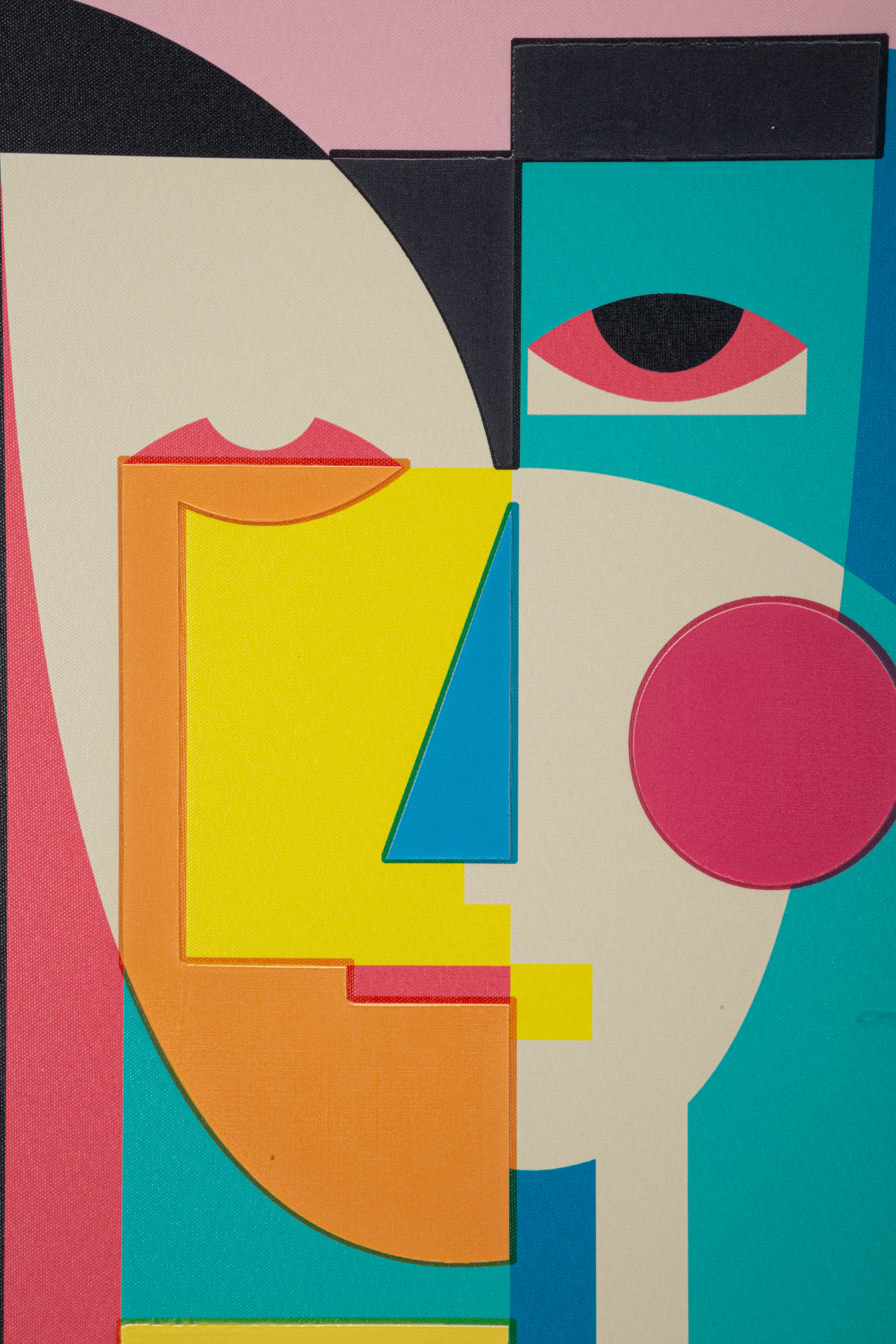 Wandbild Faceform 50x70 Modern Abstrakt mit Türkisrahmen