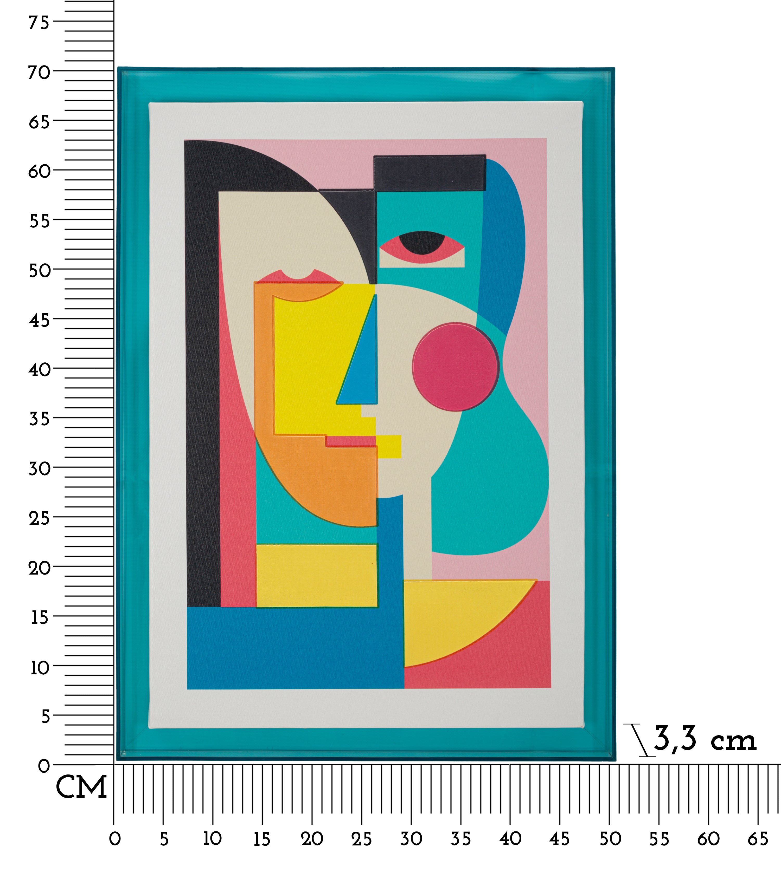 Wandbild Faceform 50x70 Modern Abstrakt mit Türkisrahmen