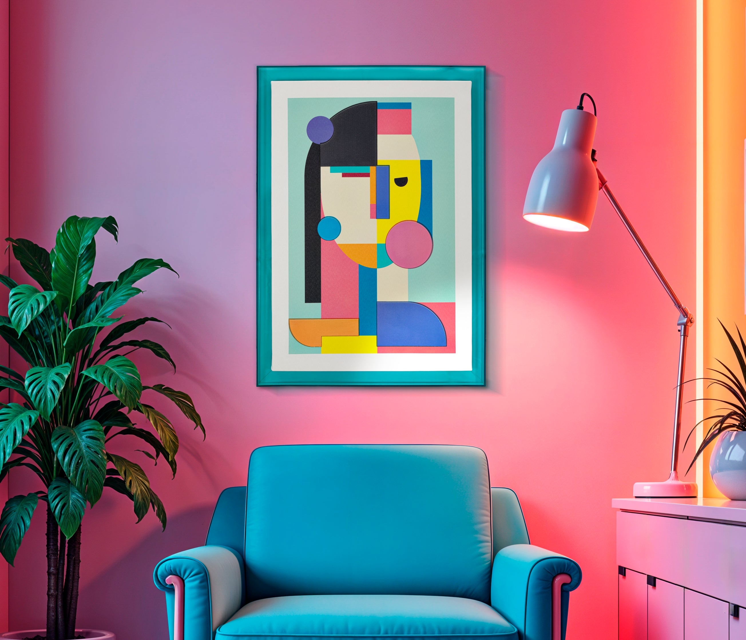 Wandbild Cubessa 50x70 Modern Abstrakt mit Acrylrahmen Türkis