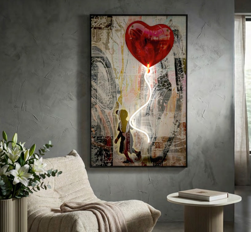 Luminara Herz LED Wandbild Acryl 3D 60x90 cm Modern