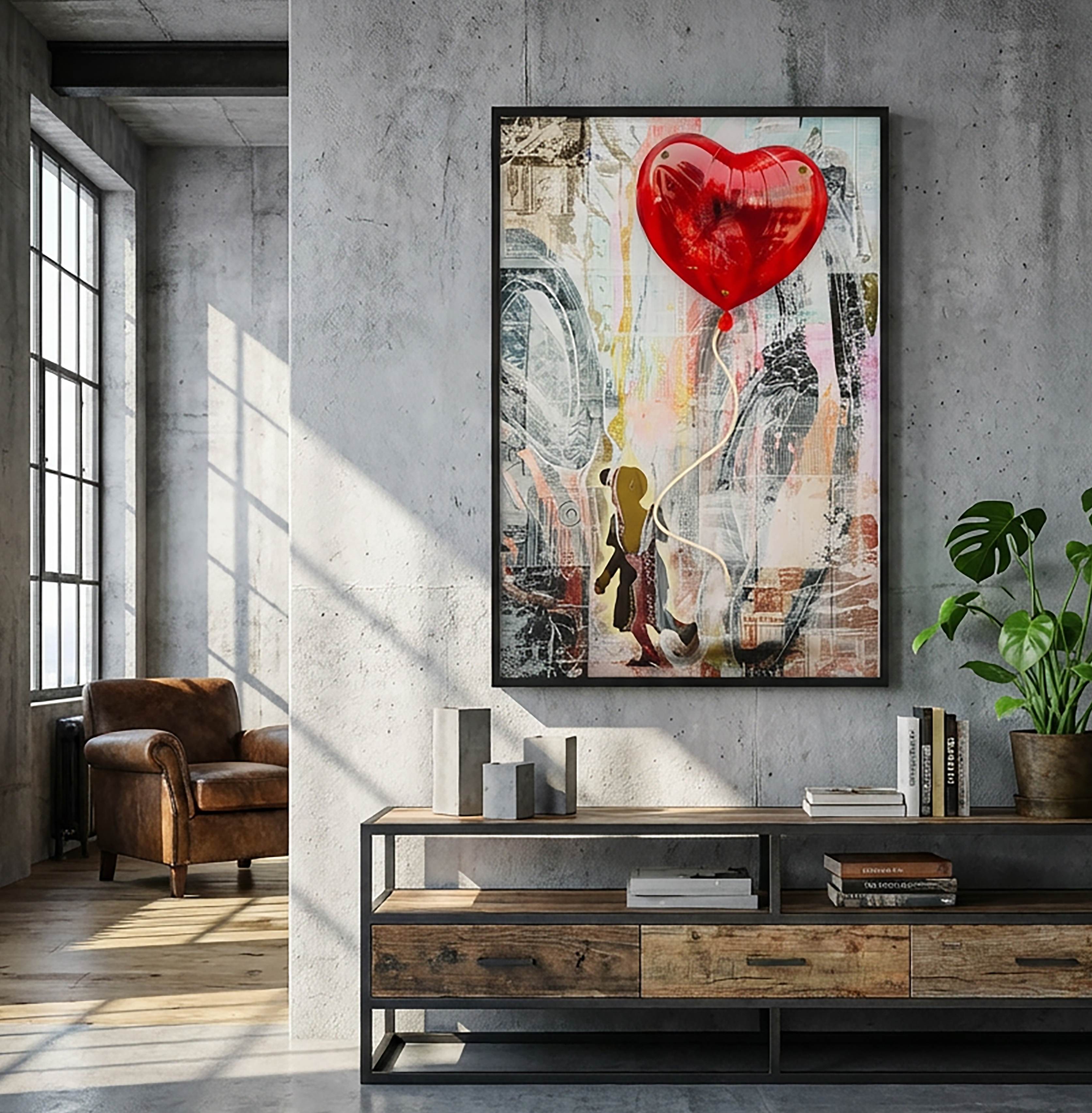 Luminara Herz LED Wandbild Acryl 3D 60x90 cm Modern