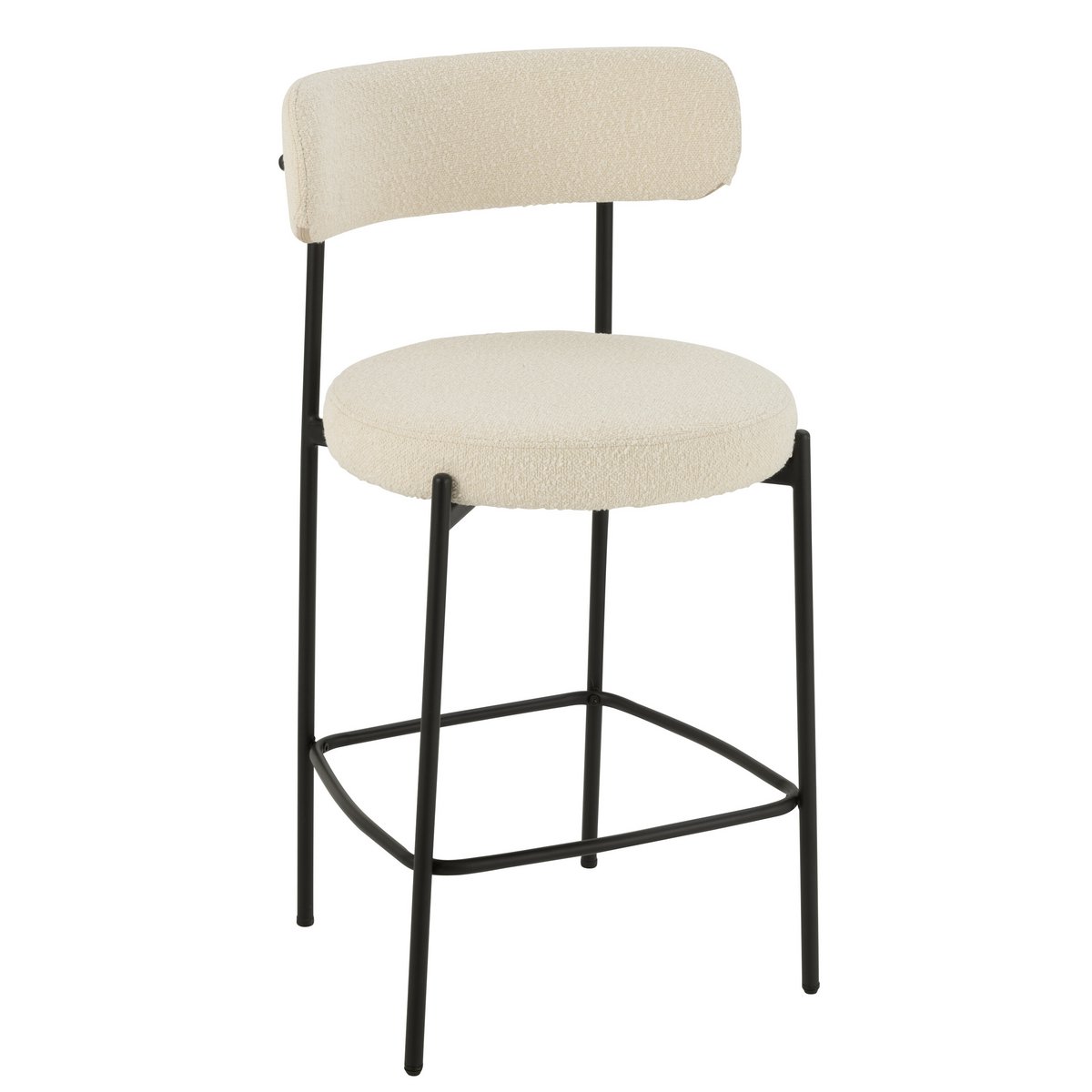 J-Line Bar Stool Boucle Plywood/Polyester White/Black