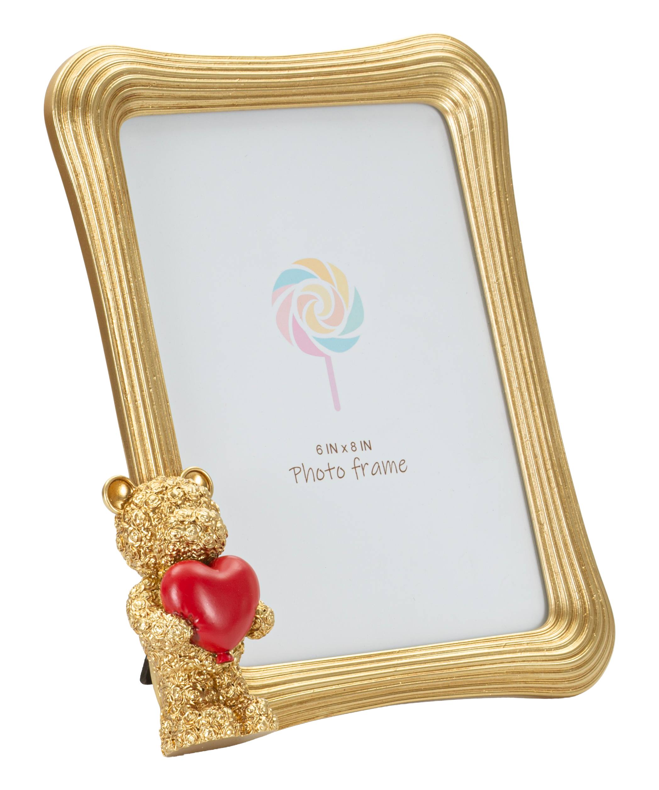Bilderrahmen Lovino Teddybär mit Herz in Gold für Fotos 15 x 20 cm