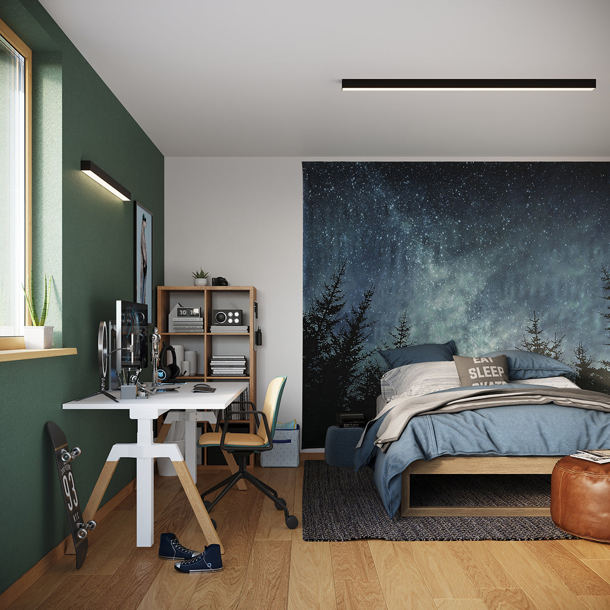 Moderne LED-Deckenleuchte PINNE 67 Schwarz neutralweiss