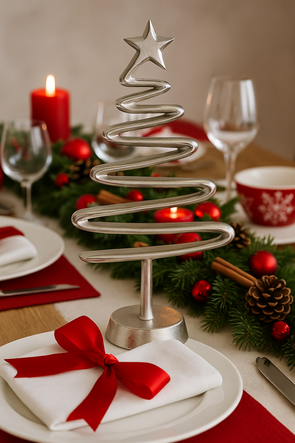 Dekoaufsteller Silverpine Weihnachtsbaum Metall Silber Modern Höhe 40cm