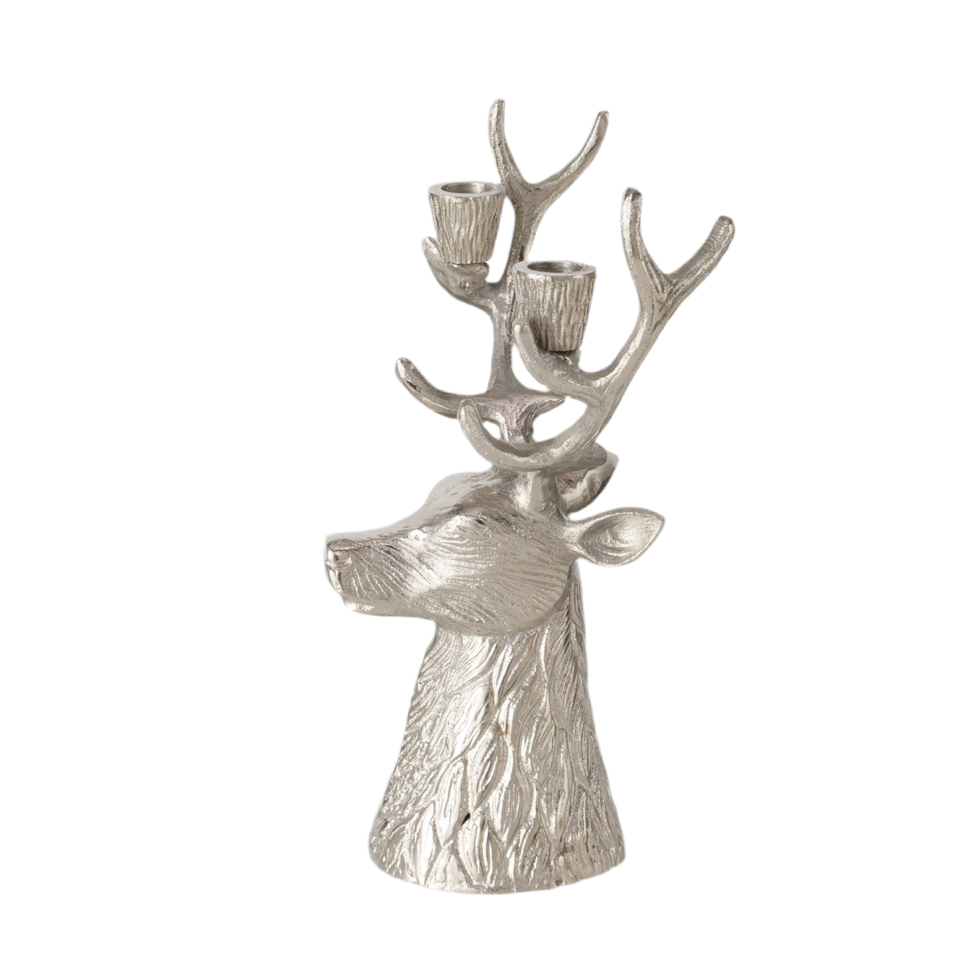 Kerzenleuchter Edmund in Silber – Eleganter Hirschkopf Design
