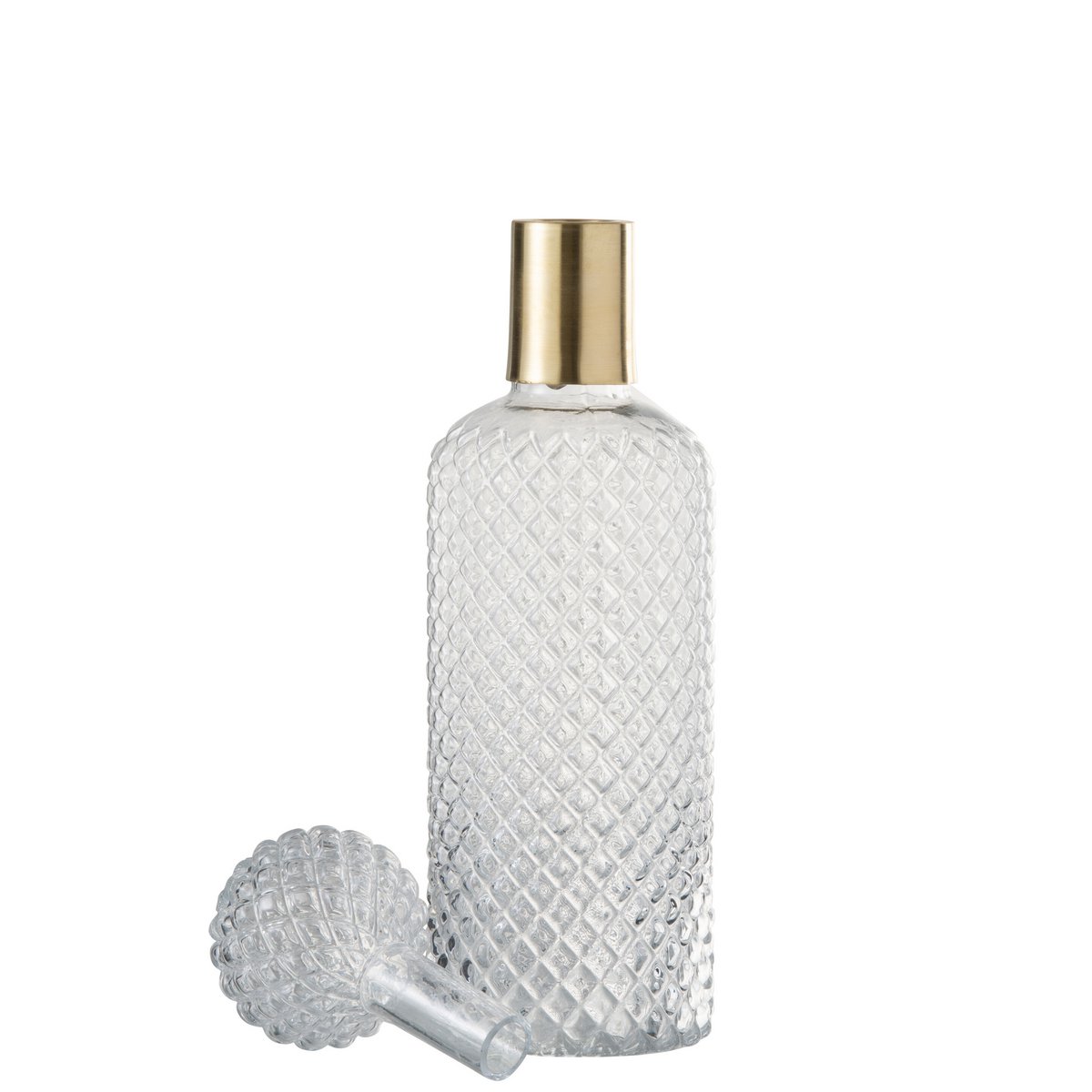 Dekoflasche Mit Korken Klar Glas Relief 38cm