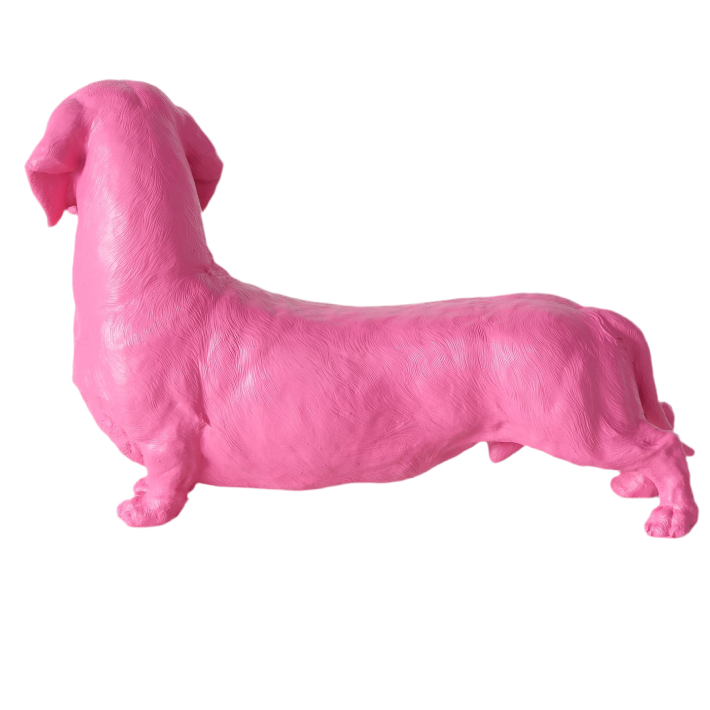 Dekofigur Wuffolino Pinker Dackel Hund Kunstharz Matt 38cm