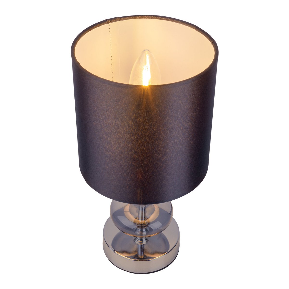 Stoff, Tischleuchte "MALI", Tischleuchte, Textil in Schwarz,, mit E14-Fassung, für Esszimmer, Wohnzimmer, Diele oder Büro, Tischlampe für Wohnzimmer oder Esszimmer, Nachttischlampe 28,5 cm hoch