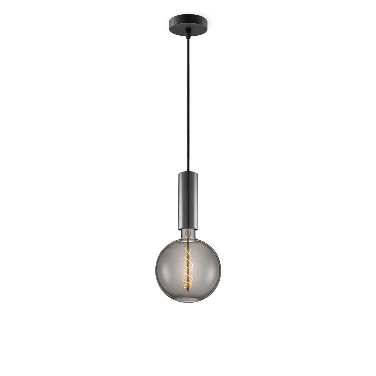 Hängelampe schwarz Saga - G180 - dimmbar E27 Rauch