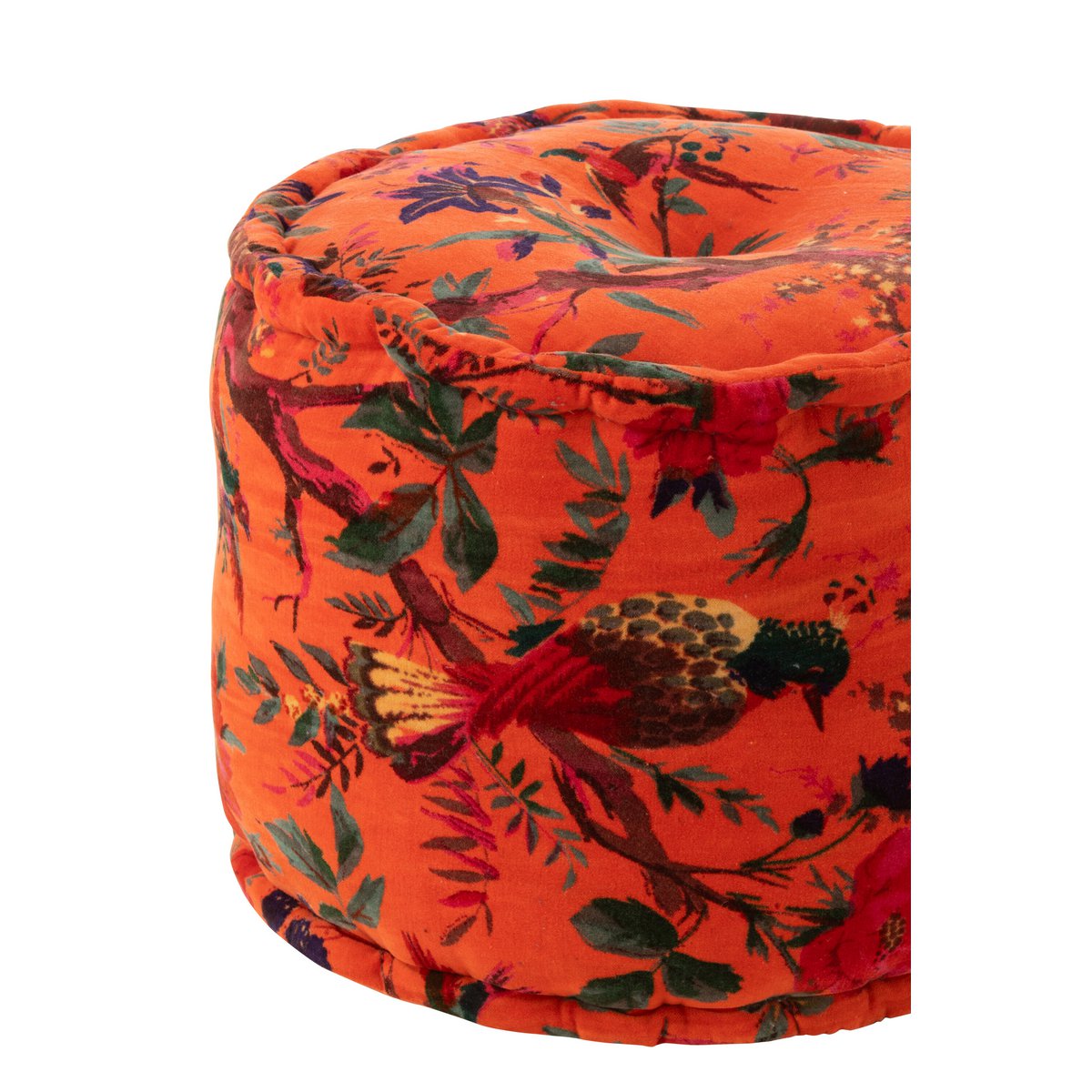 J-Line Ottoman um Vögel/Blumenbaumwäsche Samt Orange