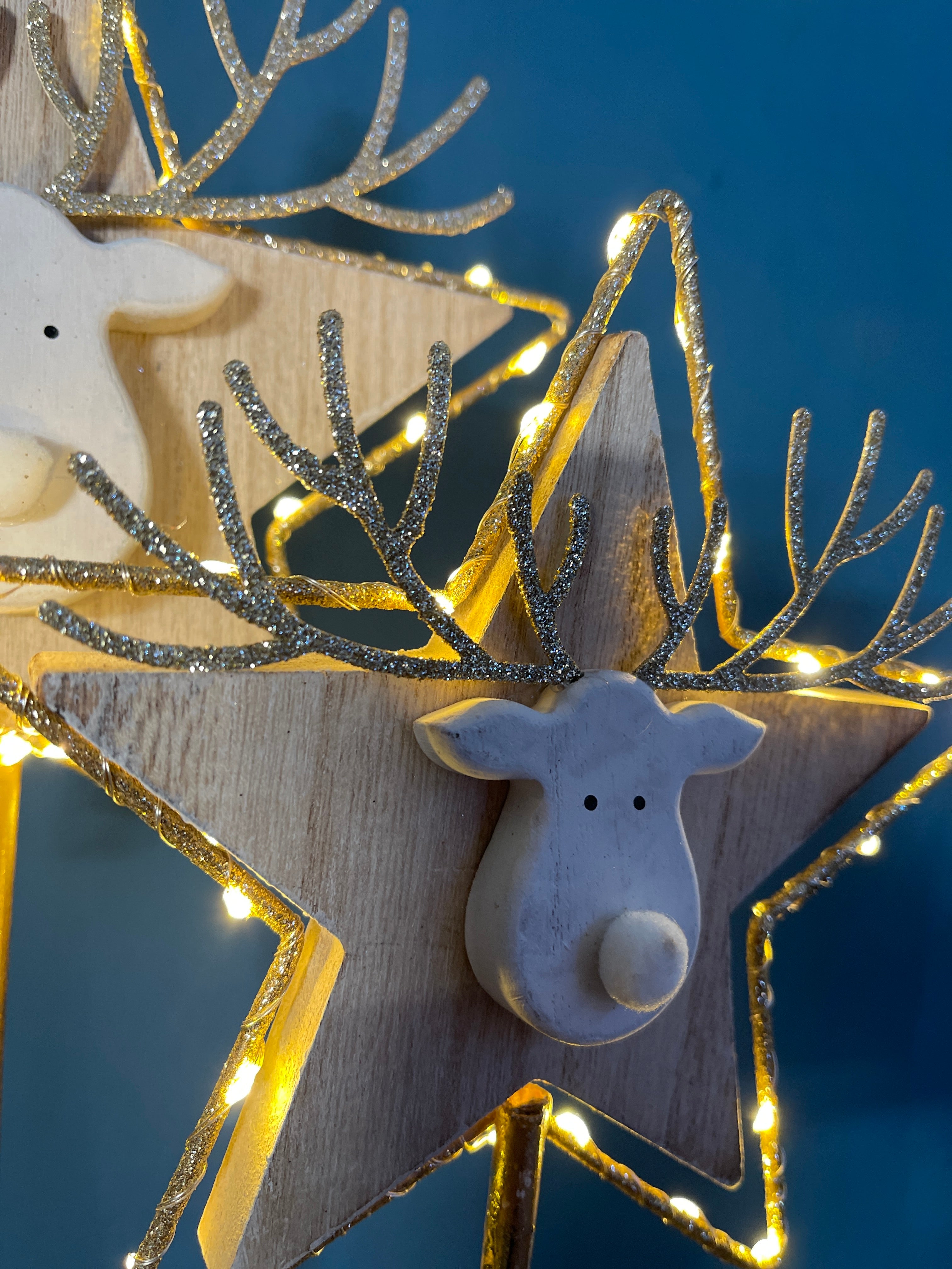 Aufsteller Rentierkopf LED zwei Größen Weihnachtsdekoration Hirsch Elch