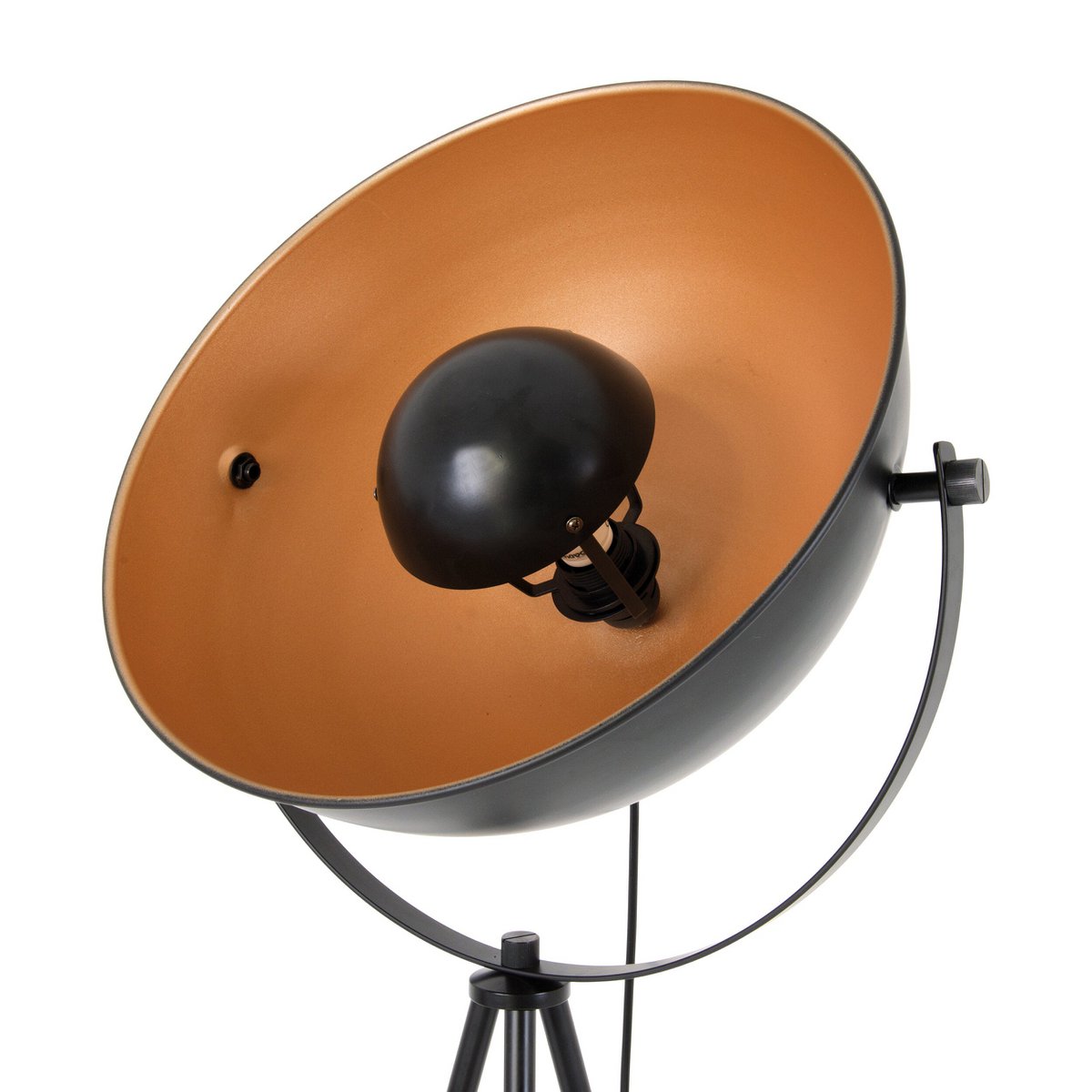 Stehleuchte Dreibein "BERNICE", Stehlampe aus Metall in Schwarz, und Gold mit E27-Fassung, Beleuchtung für Wohnzimmer, Esszimmer oder Büro