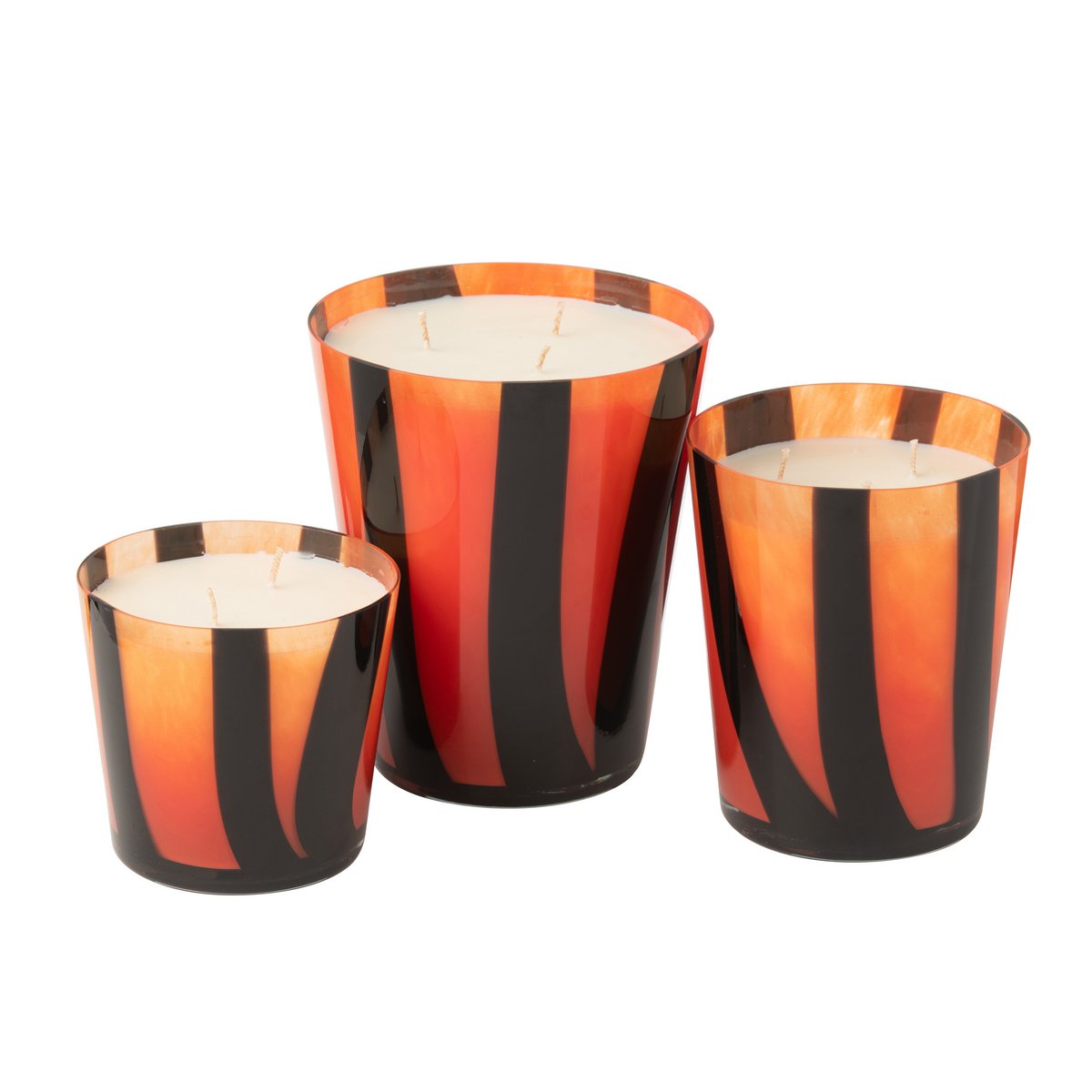 J-Line Duftkerze Noa Stripes – Orange – groß – 95U