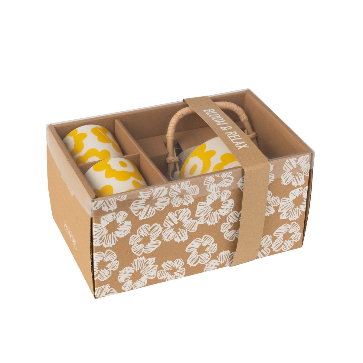 Teekannen Set Blumen Box Keramik Gelb