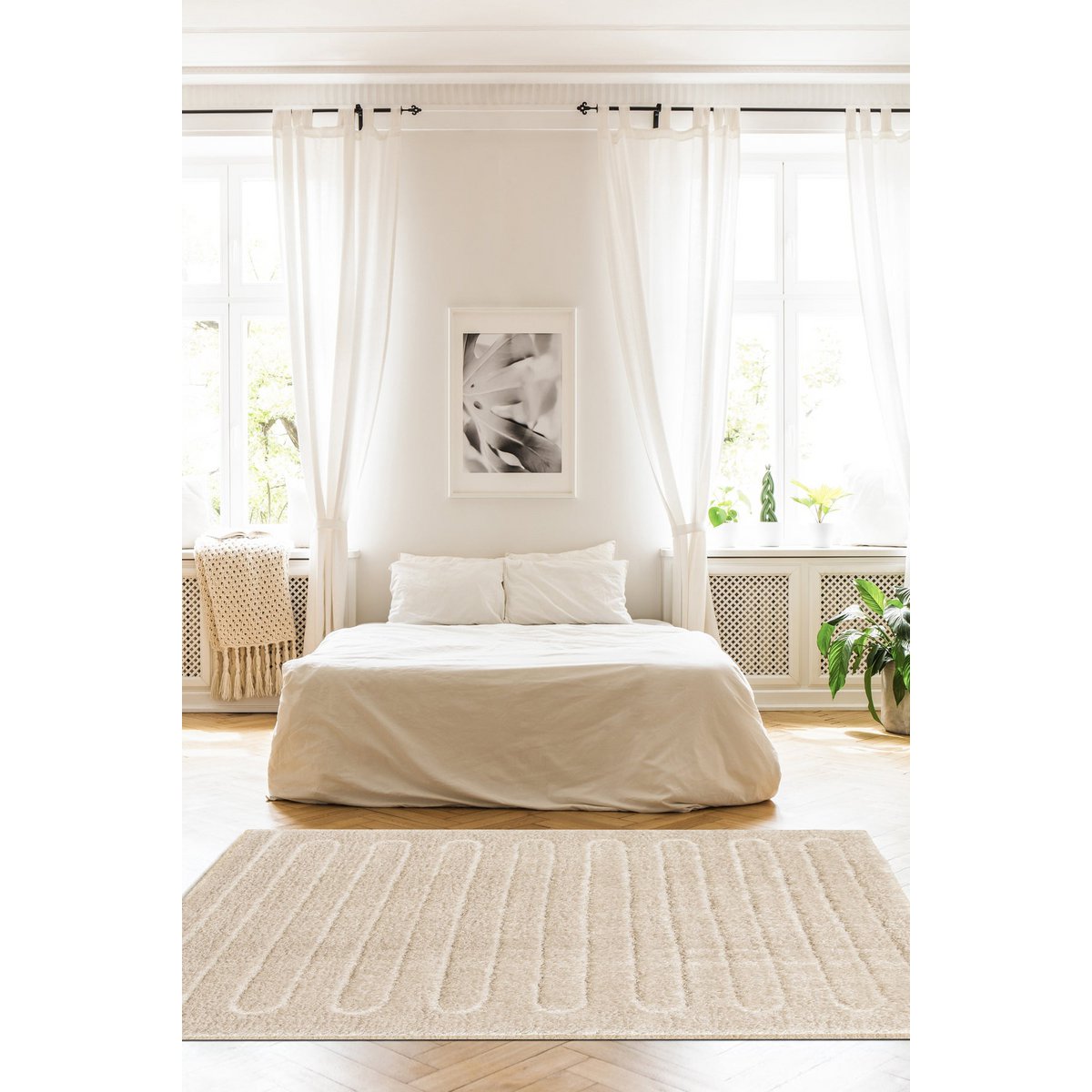 Recycelter Polyester -Reliefteppich mit raffiniertem Eolya -Design