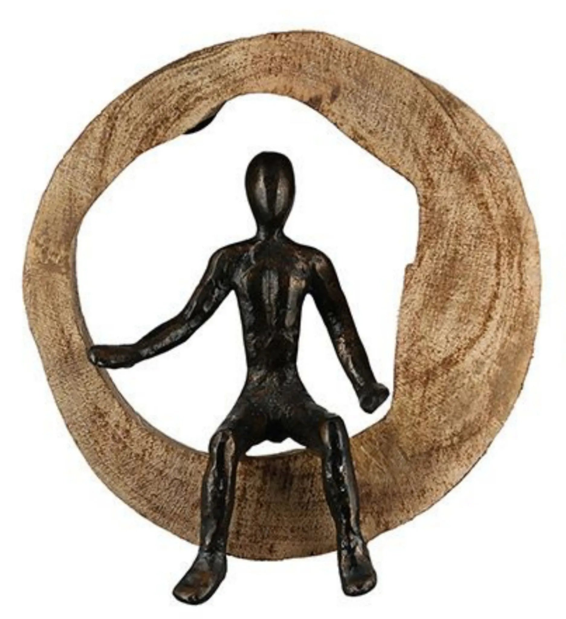 3-piece wall decoration set Climbing figures made of mango tree and aluminum in black