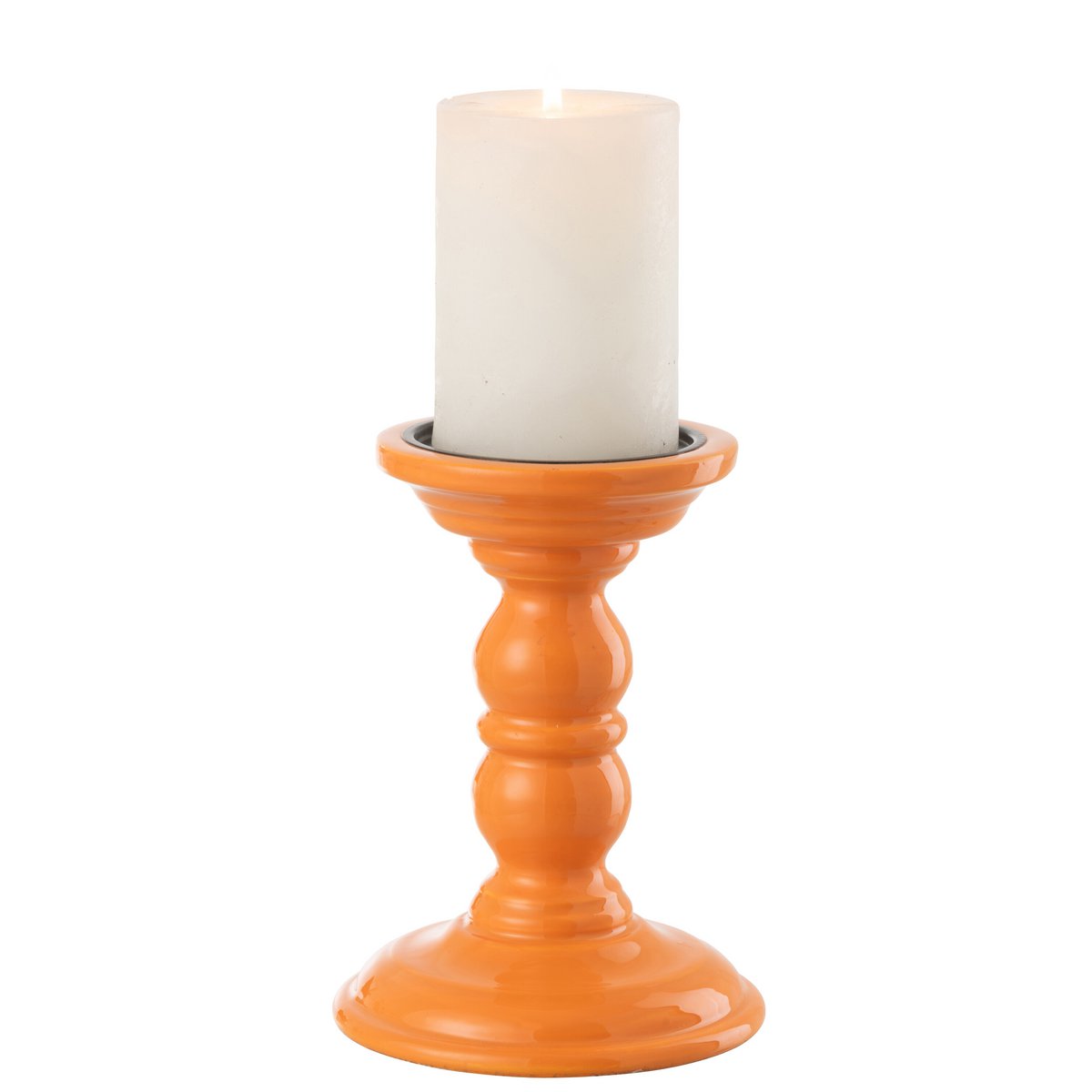 J-Line Kerzenhalter Halter Mangoholz Orange