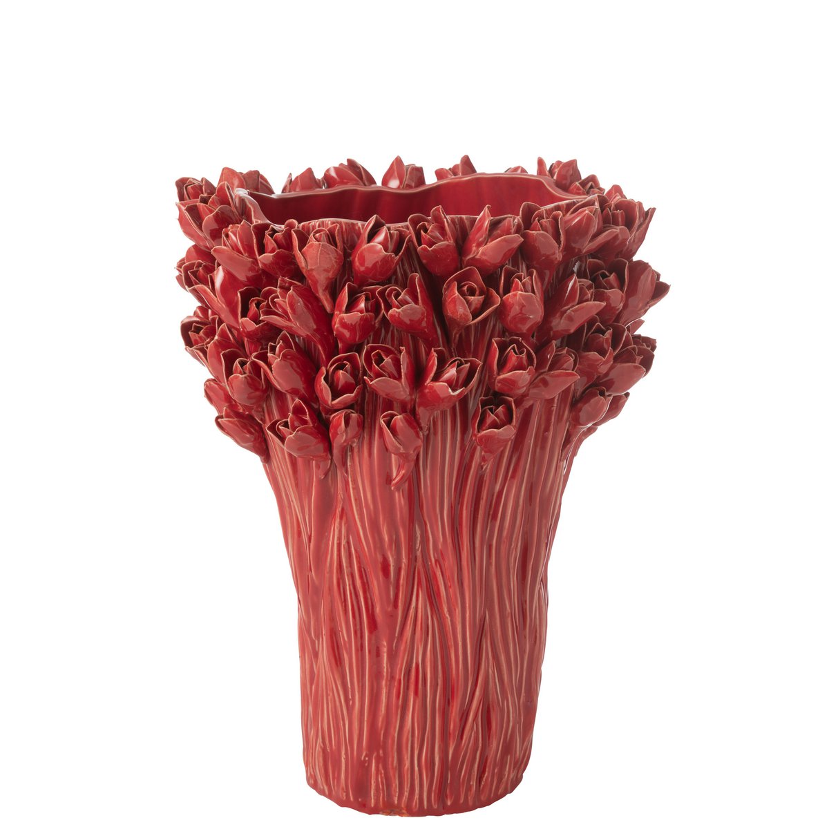 J-Line Vaas Ambrosia Keramiek Rood Groot