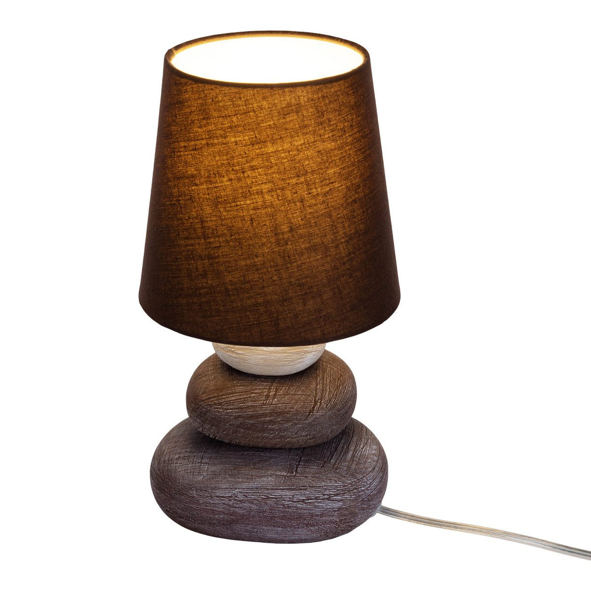 Keramik Tischleuchte "STONEY", Tischlampe aus Keramik in Braun, mit E14-Fassung, Tischlampe für Esszimmer, Wohnzimmer, Diele oder Büro, oder als Nachttischlampe, 31 cm hoch